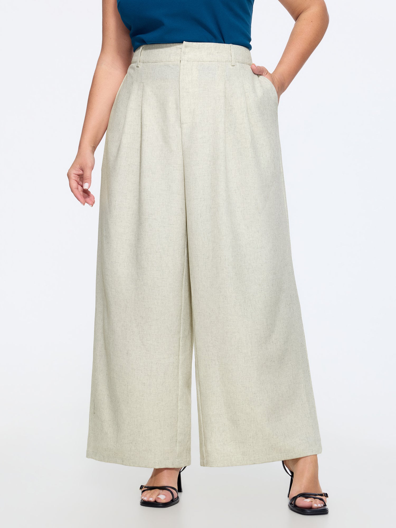 Elastic Back Waistband Wide-Leg Pants