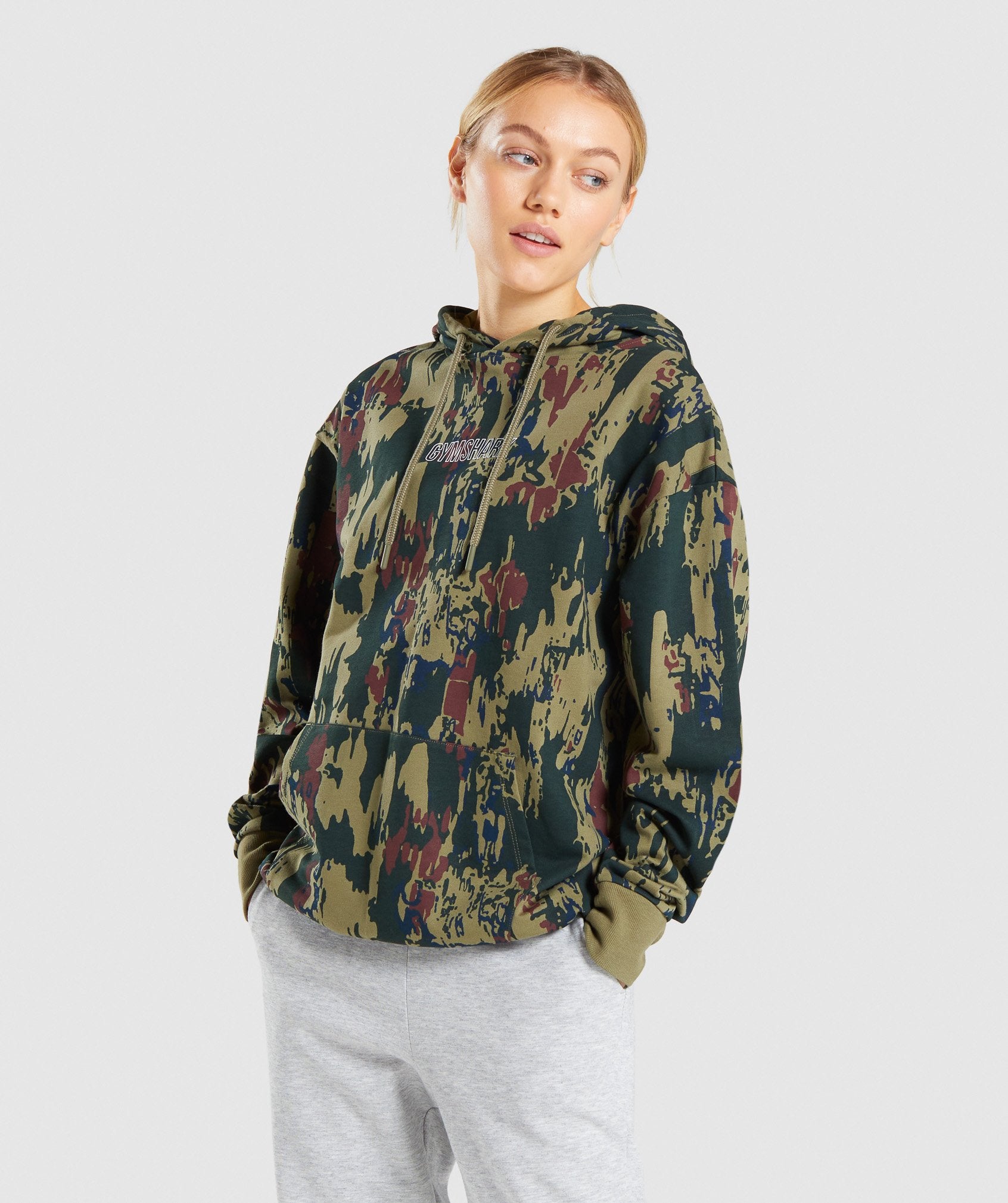 Gymshark Graphic Camo Hoodie - Dark Green Camo