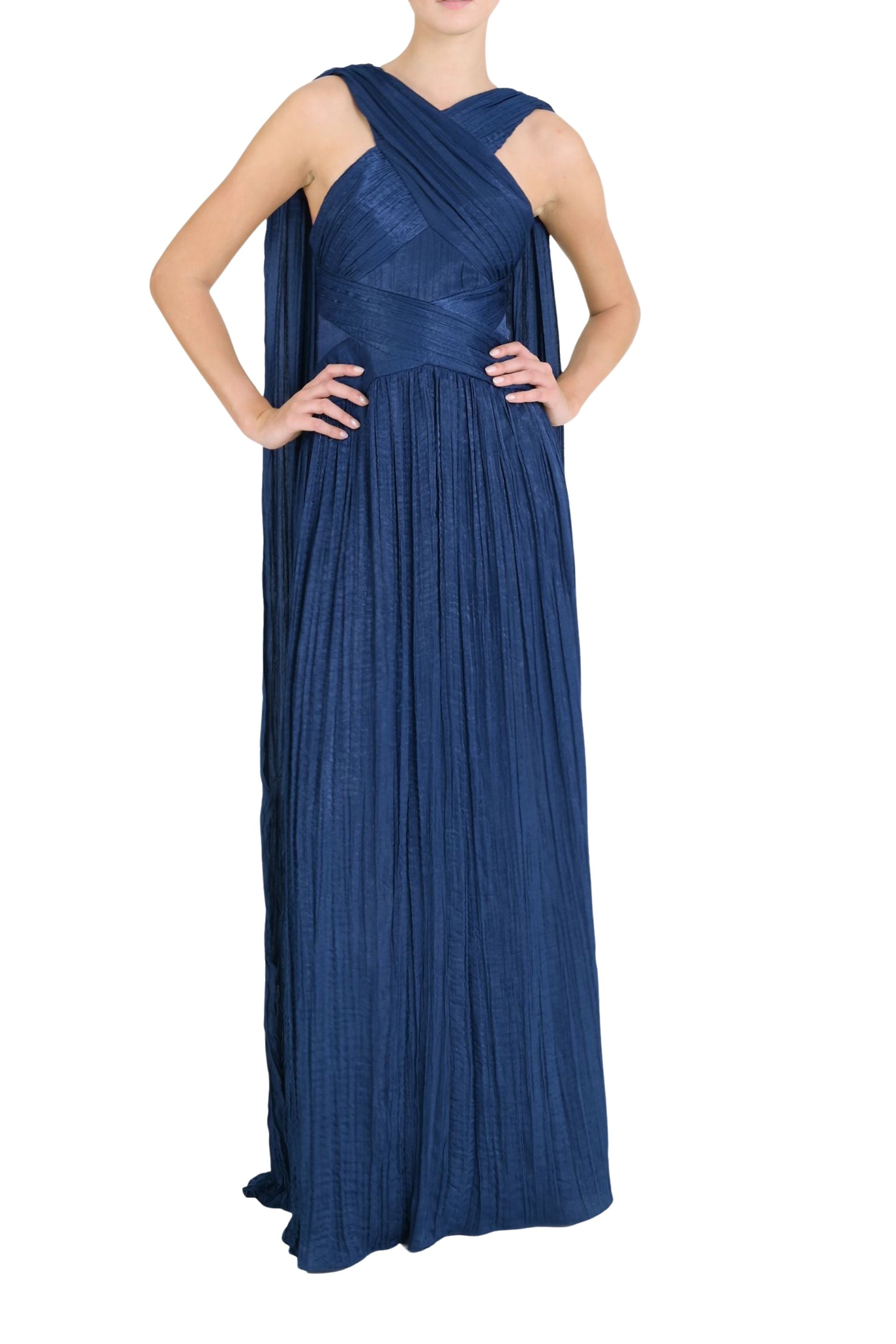 Criss-Cross Satin Streamer Gown