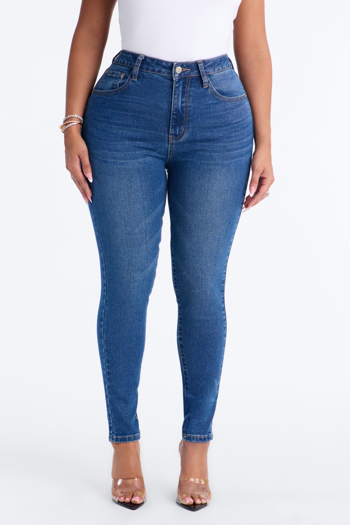Simply You High Rise Stretch Skinny Jeans - Dark Wash