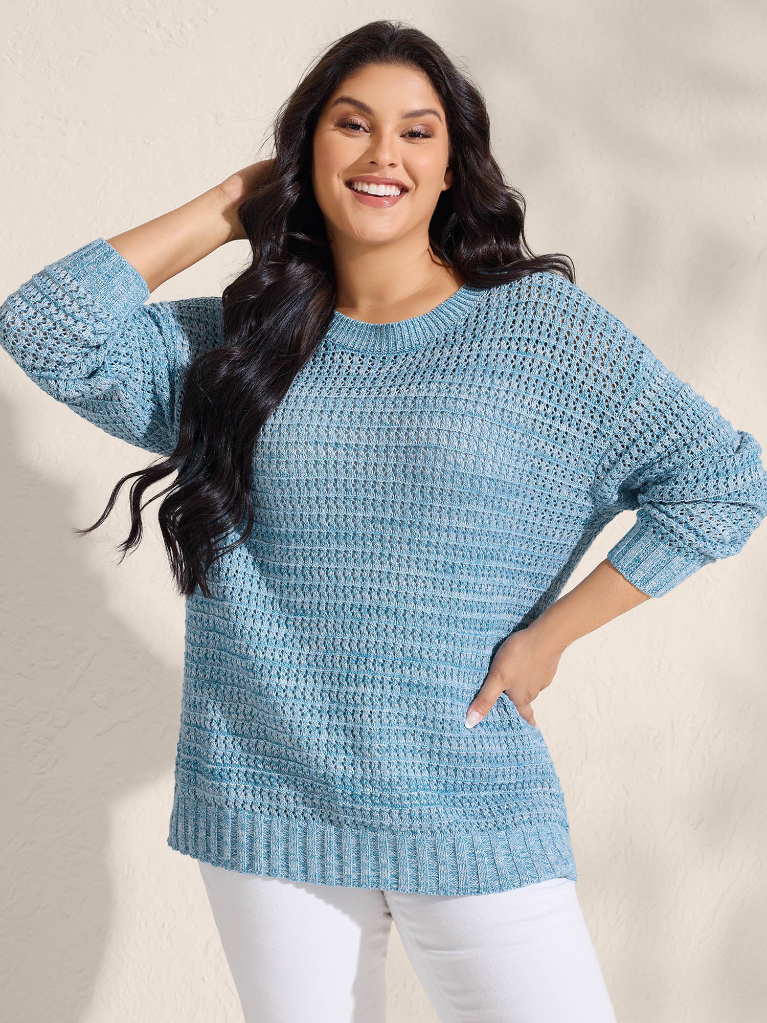 Textured Woven Color Blend Pullover