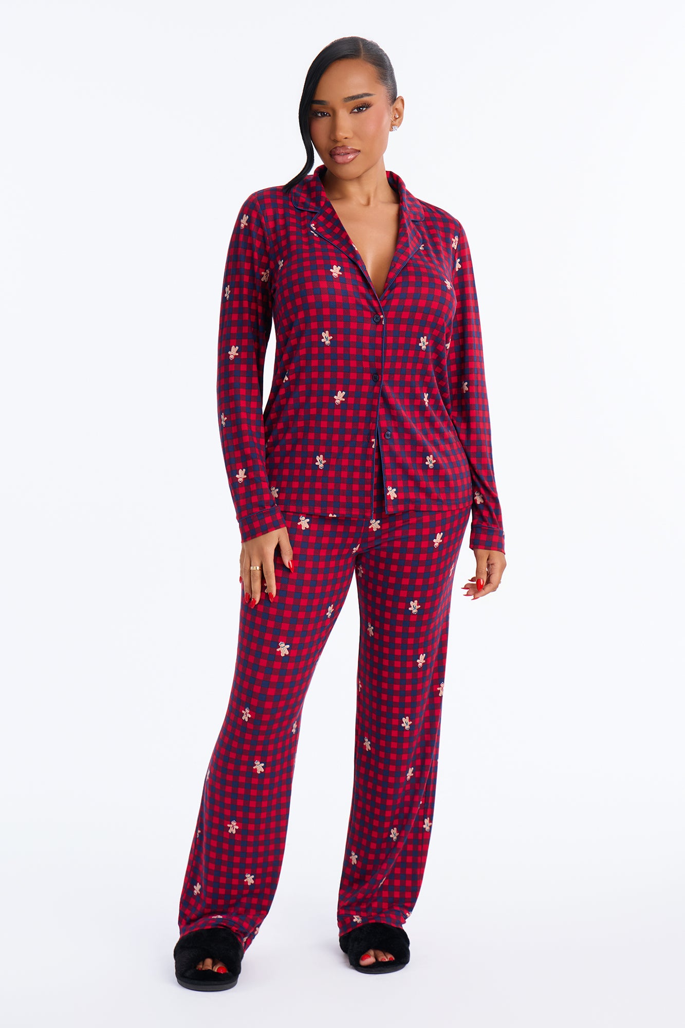 Jolly Gingerbread PJ Pant Set - Red/combo