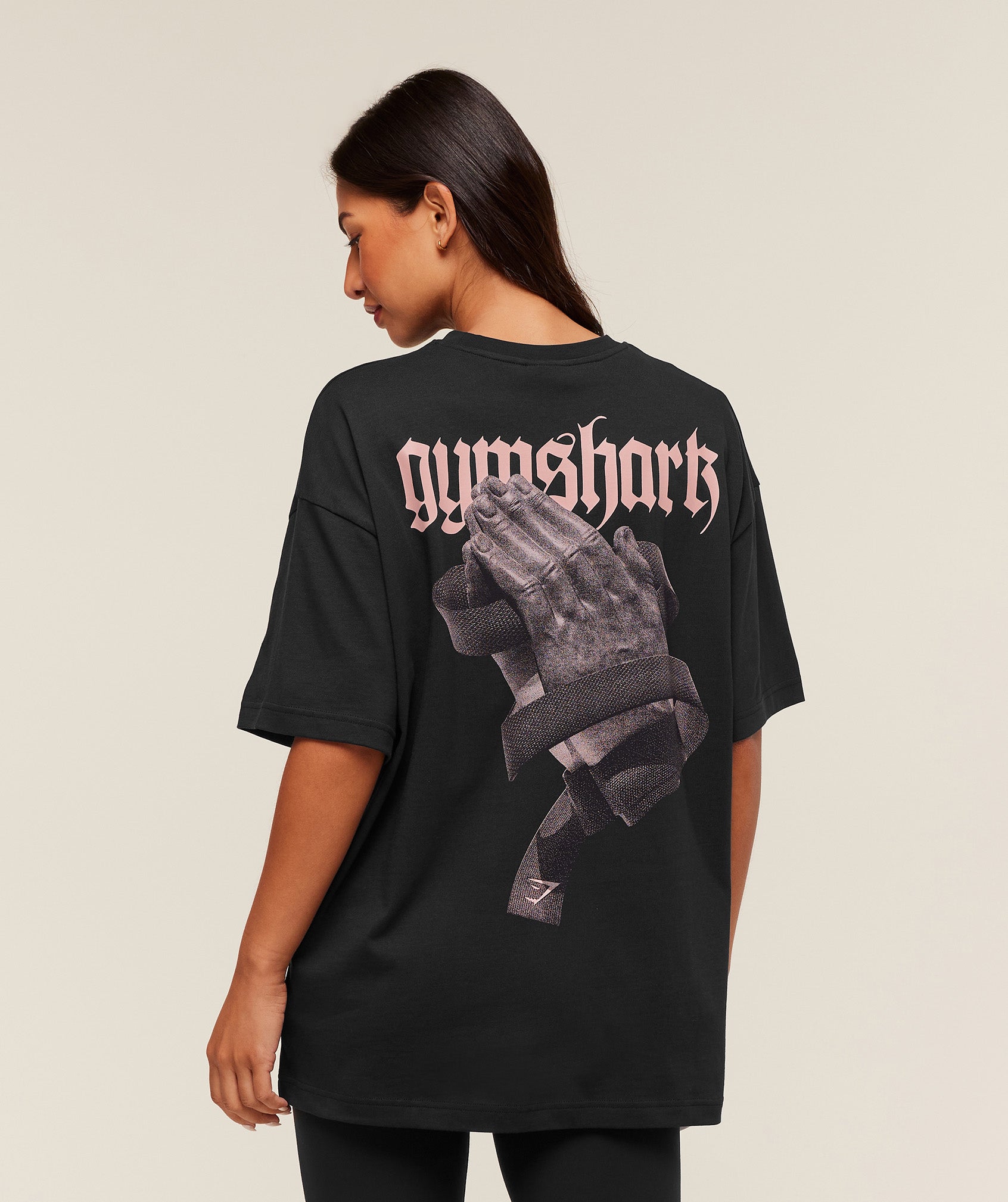 Gymshark Prayer Hands Graphic Oversized T-Shirt - Black