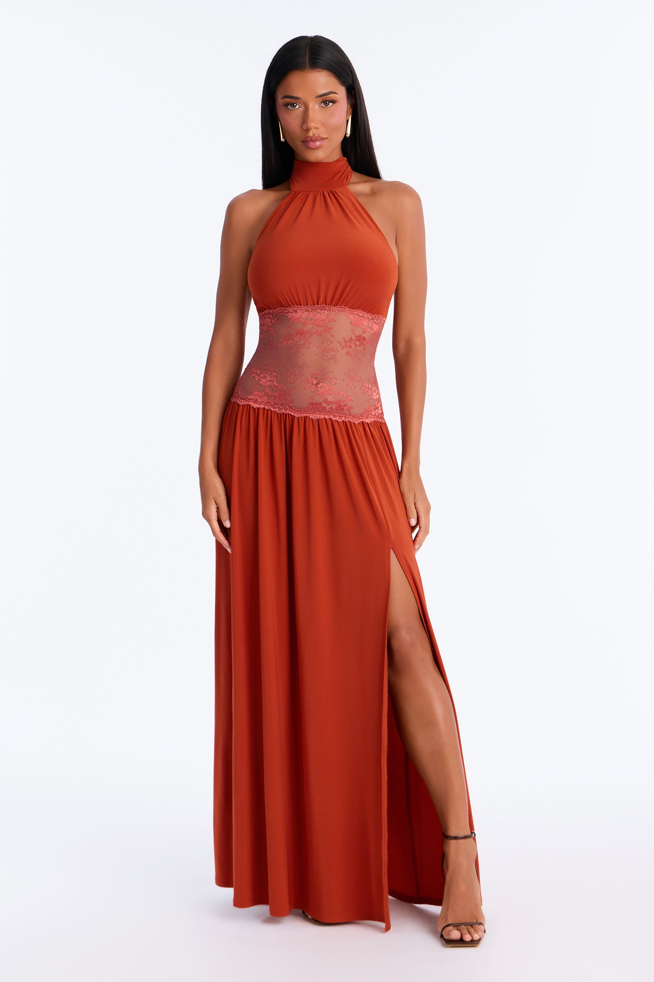 Picking Petals Lace Waist Maxi Dress - Copper
