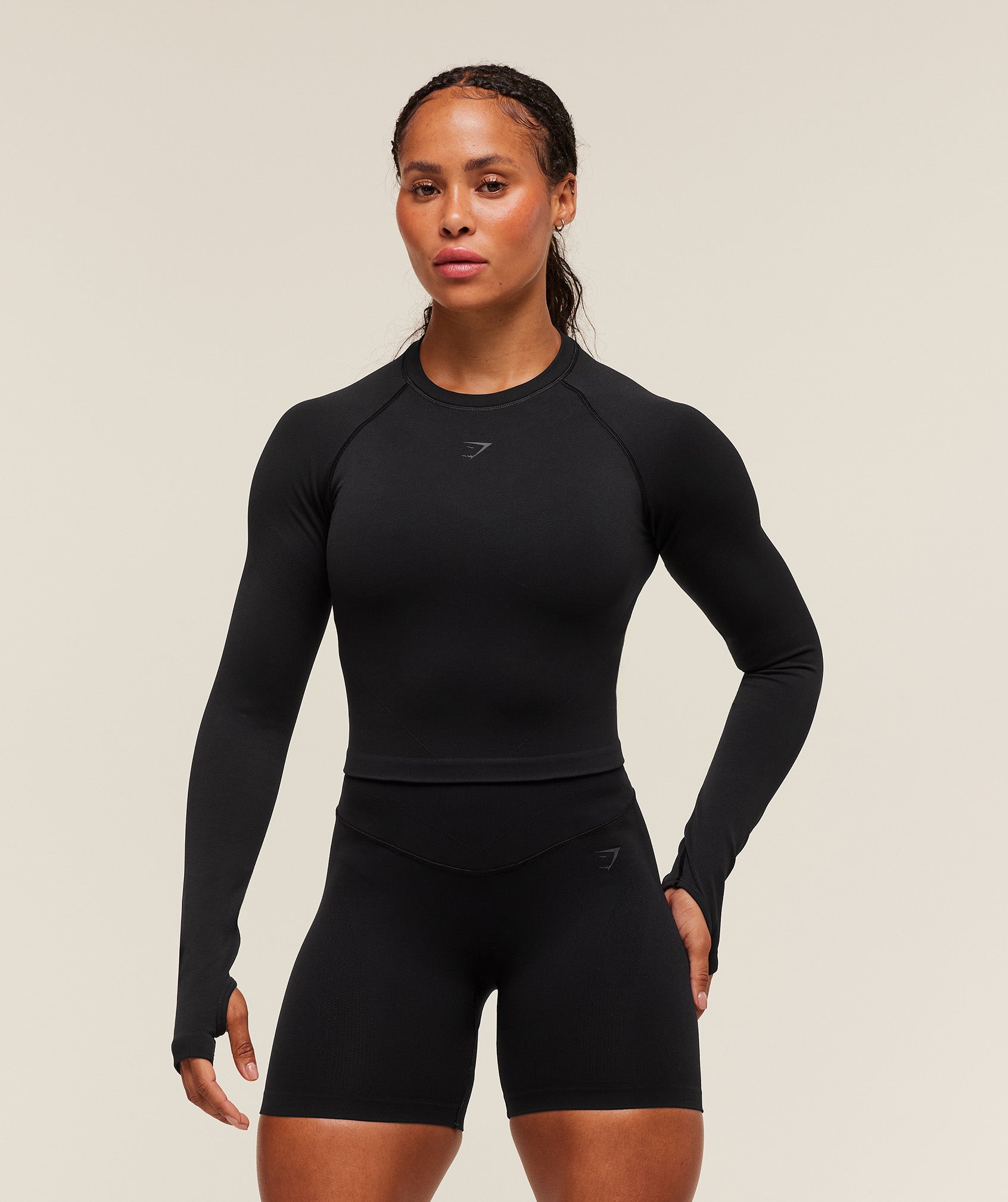 Gymshark Activate Long Sleeve Crop Top - Black