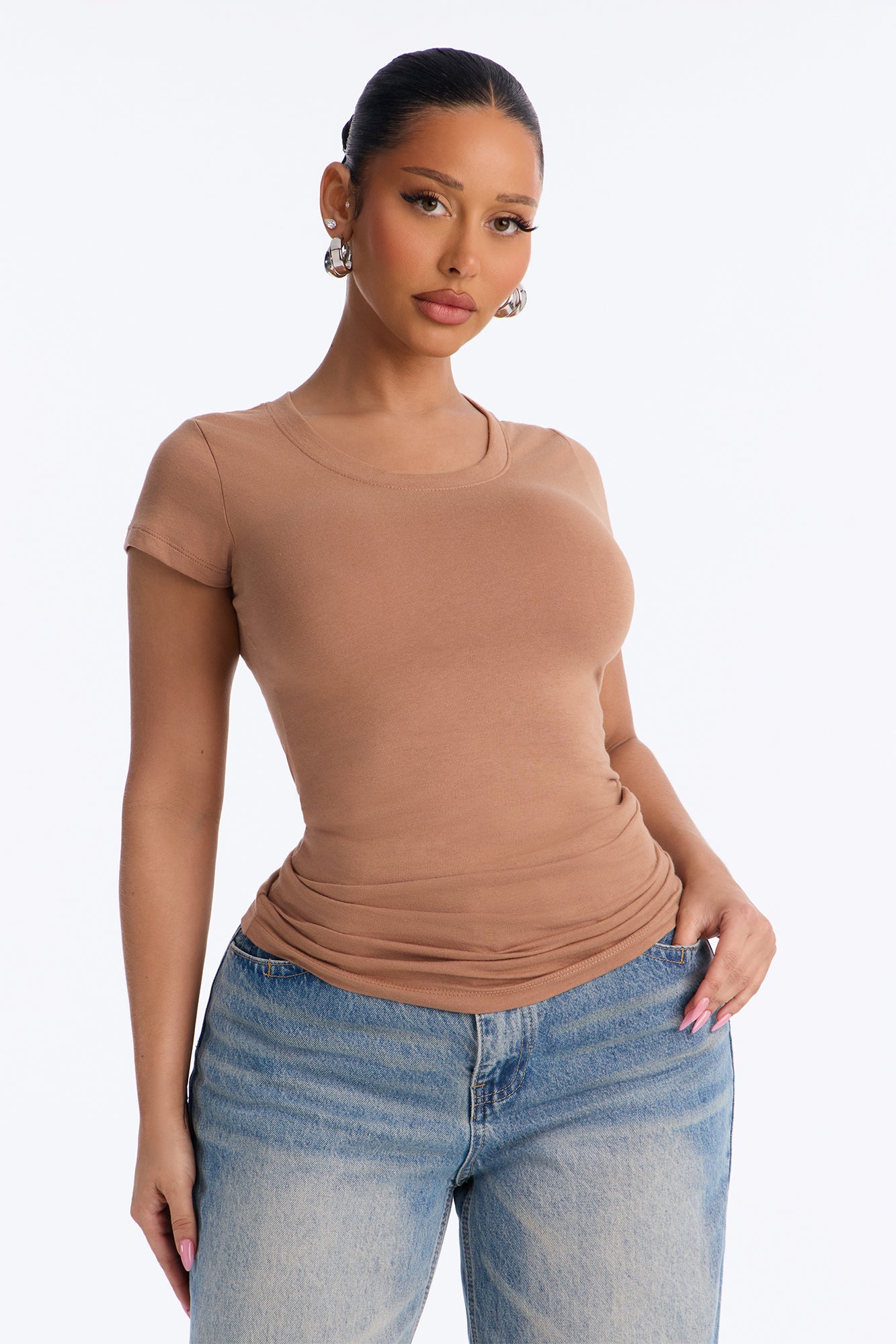 Sabrina Crew Neck Tee - Mocha