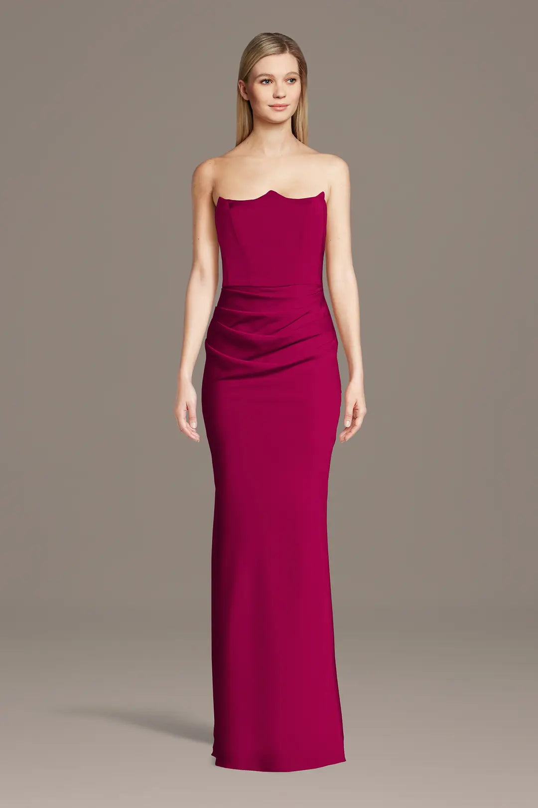 Matte Satin Inverted Neckline Sheath Dress
