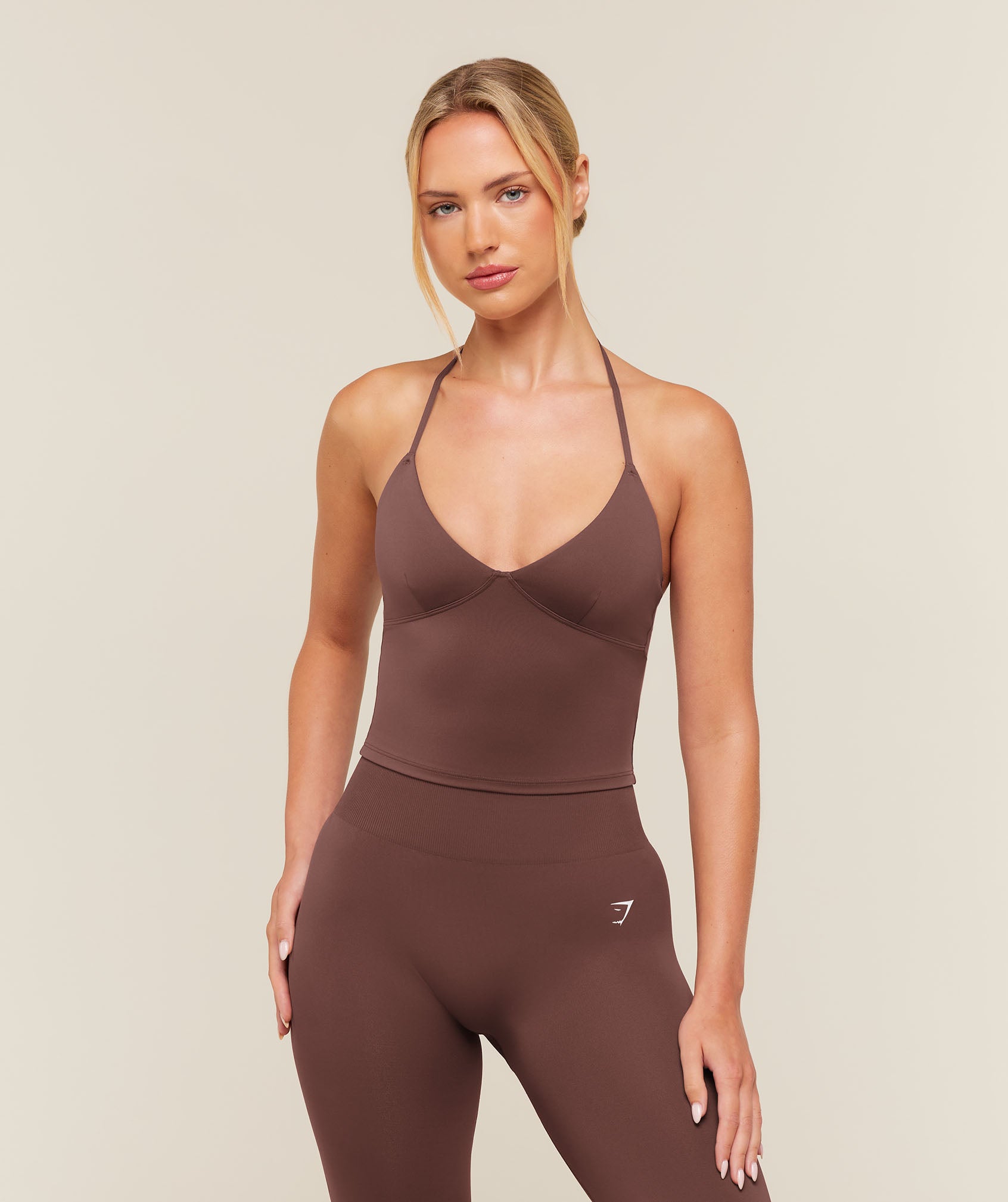 Gymshark Training Scoop Back Halterneck - Espresso Brown