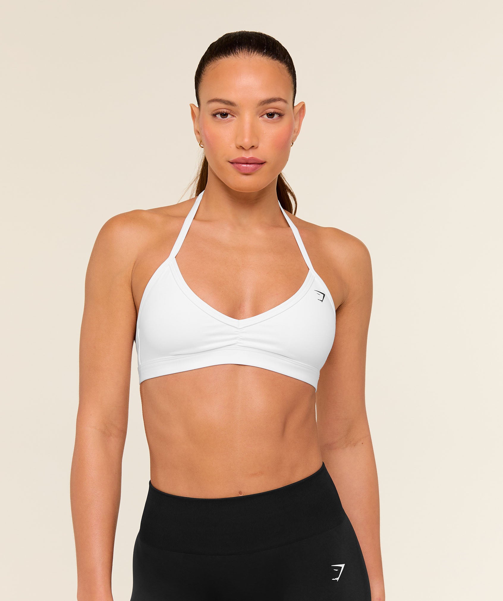 Gymshark Light Support Minimal Halterneck Bra - White