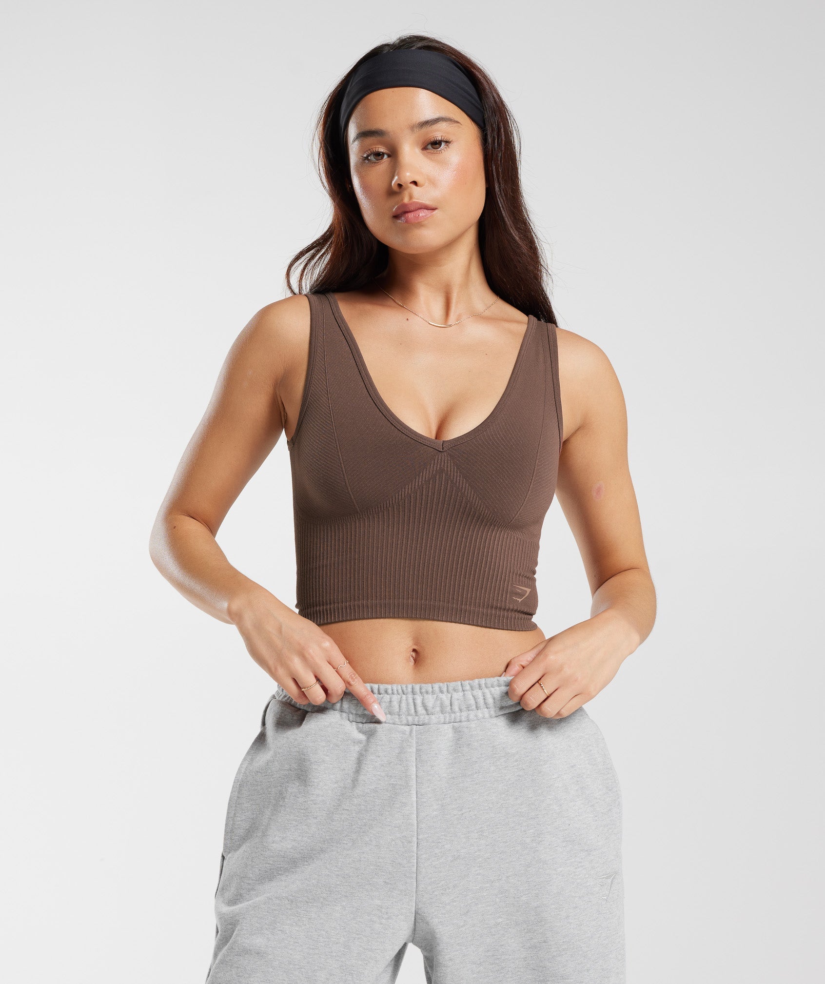 Gymshark Rest Day Seamless Midi Tank - Oak Brown