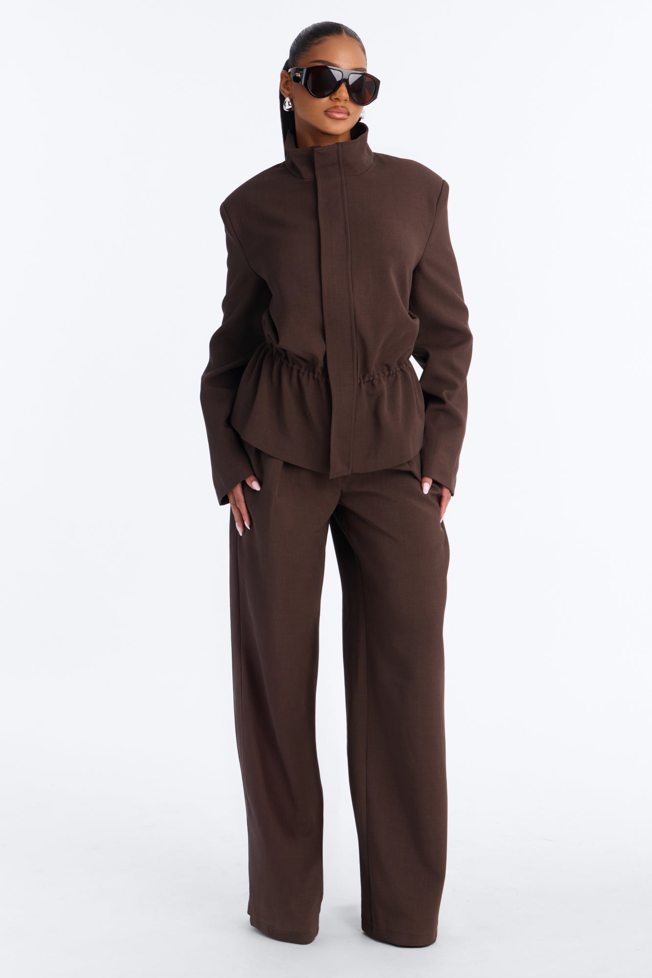 Holly Twill Straight Leg Trouser - Brown