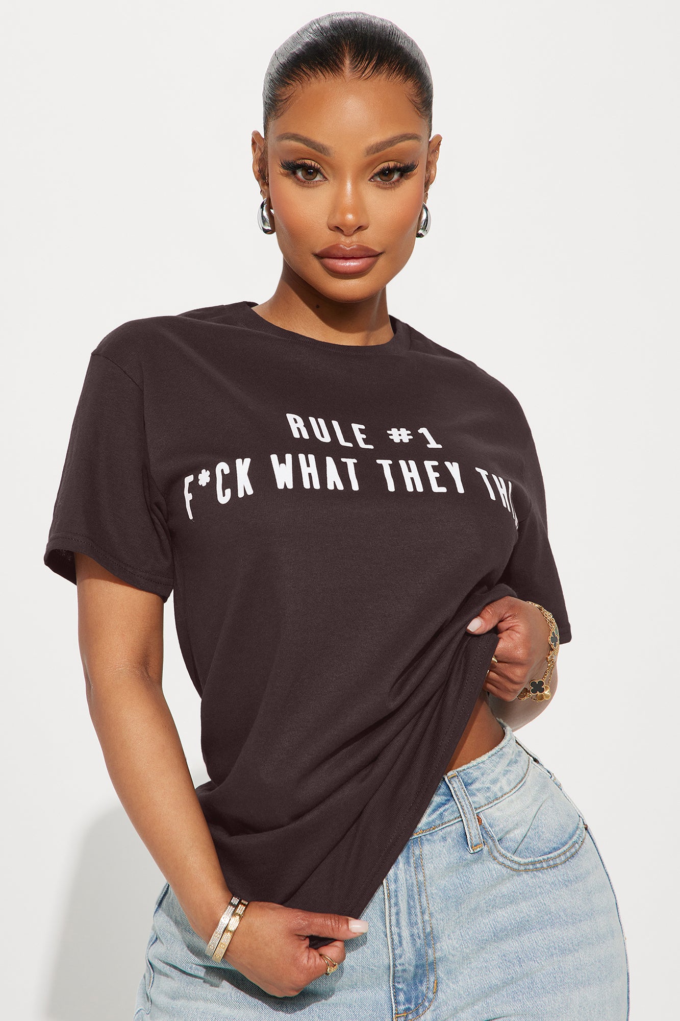 Fck What They Think Graphic Tee - Chocolate