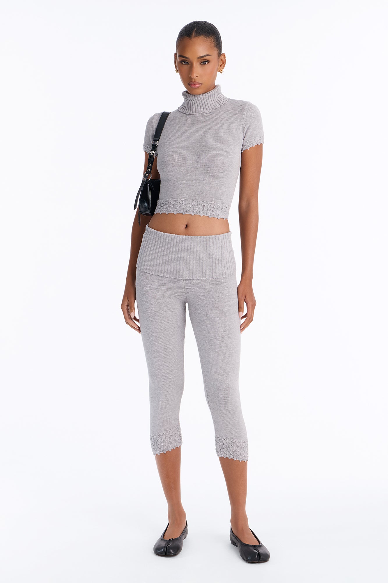 Mariela Knit Capri Pant Set - Grey