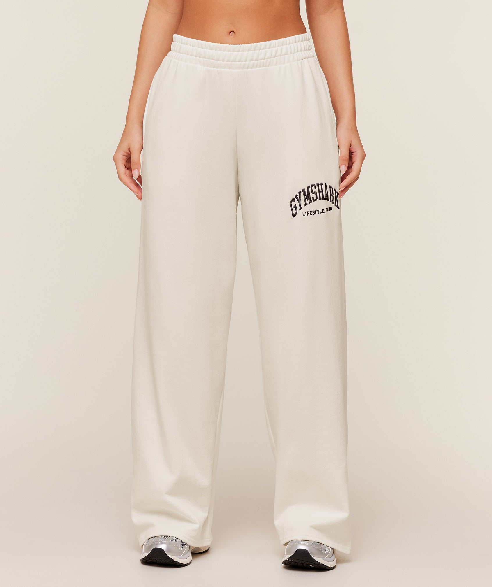 Gymshark Collegiate Graphic Straight Leg Joggers - Soft White