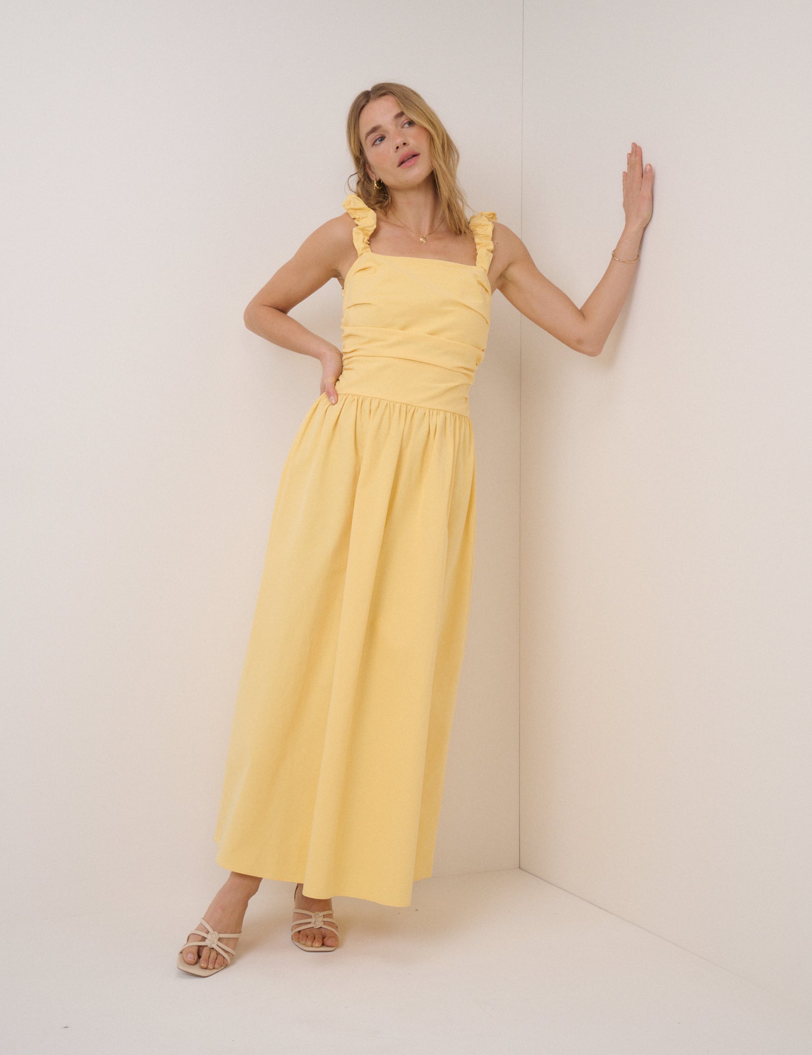 Butter Yellow Victoria Midi Dress