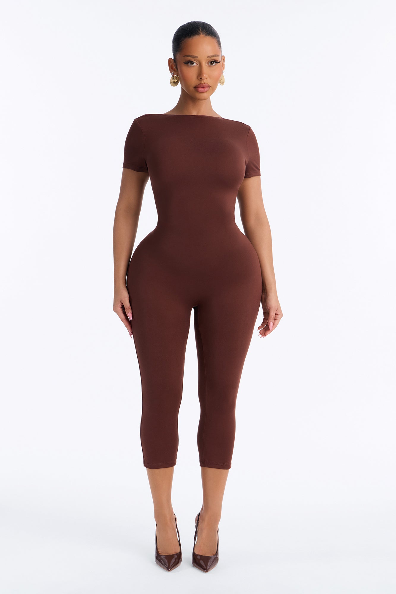 Solid Instincts Capri Jumpsuit - Chocolate