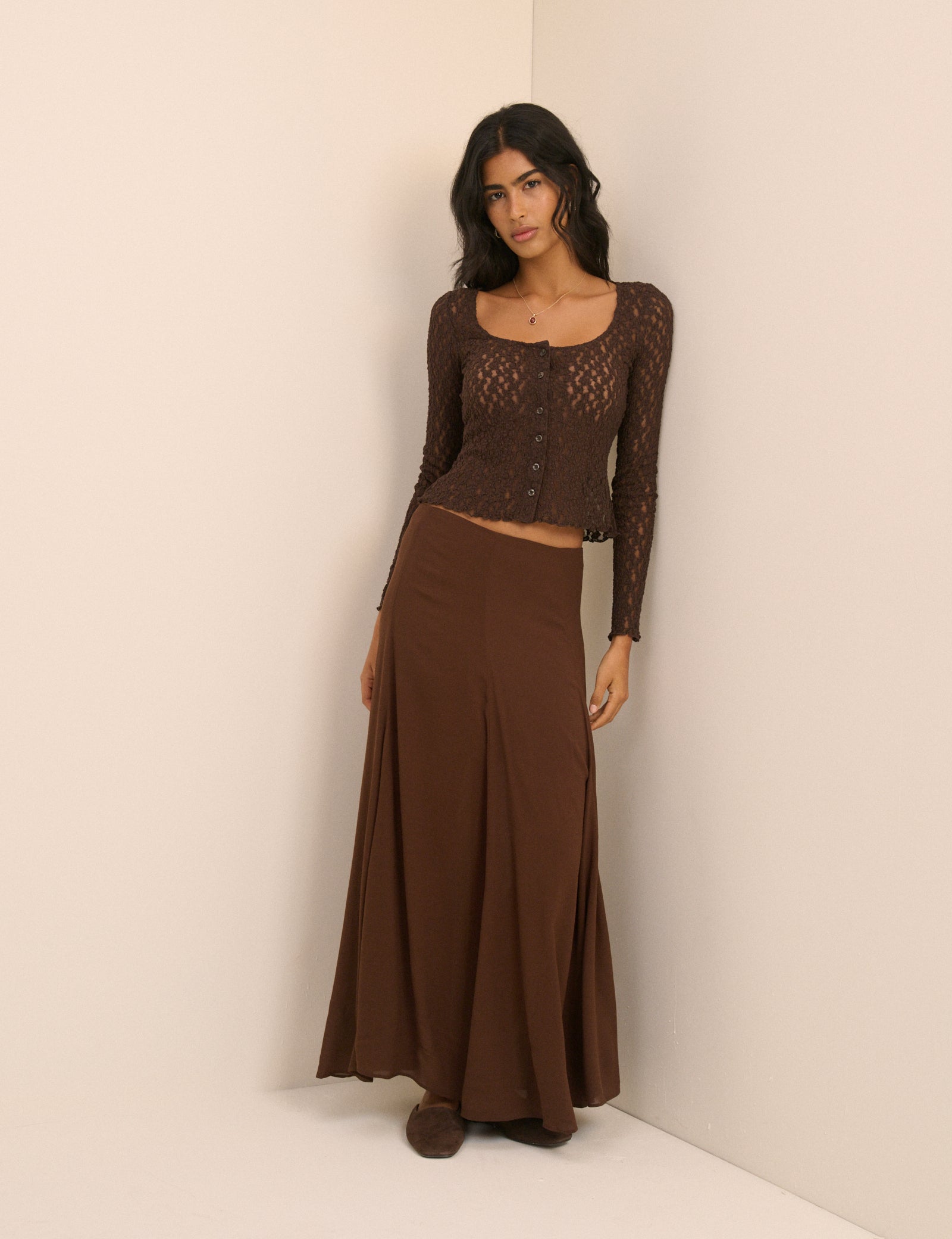 Brown Selene Maxi Skirt