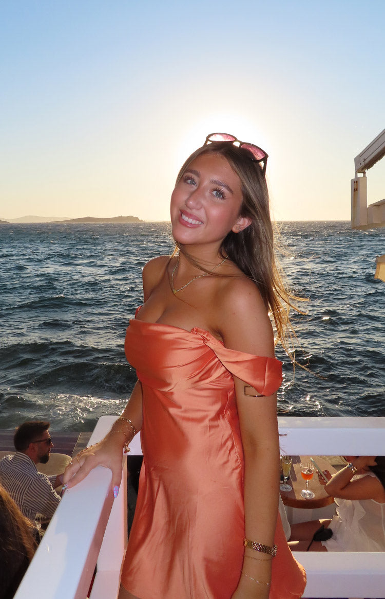 Zoella Orange Off The Shoulder Mini Dress