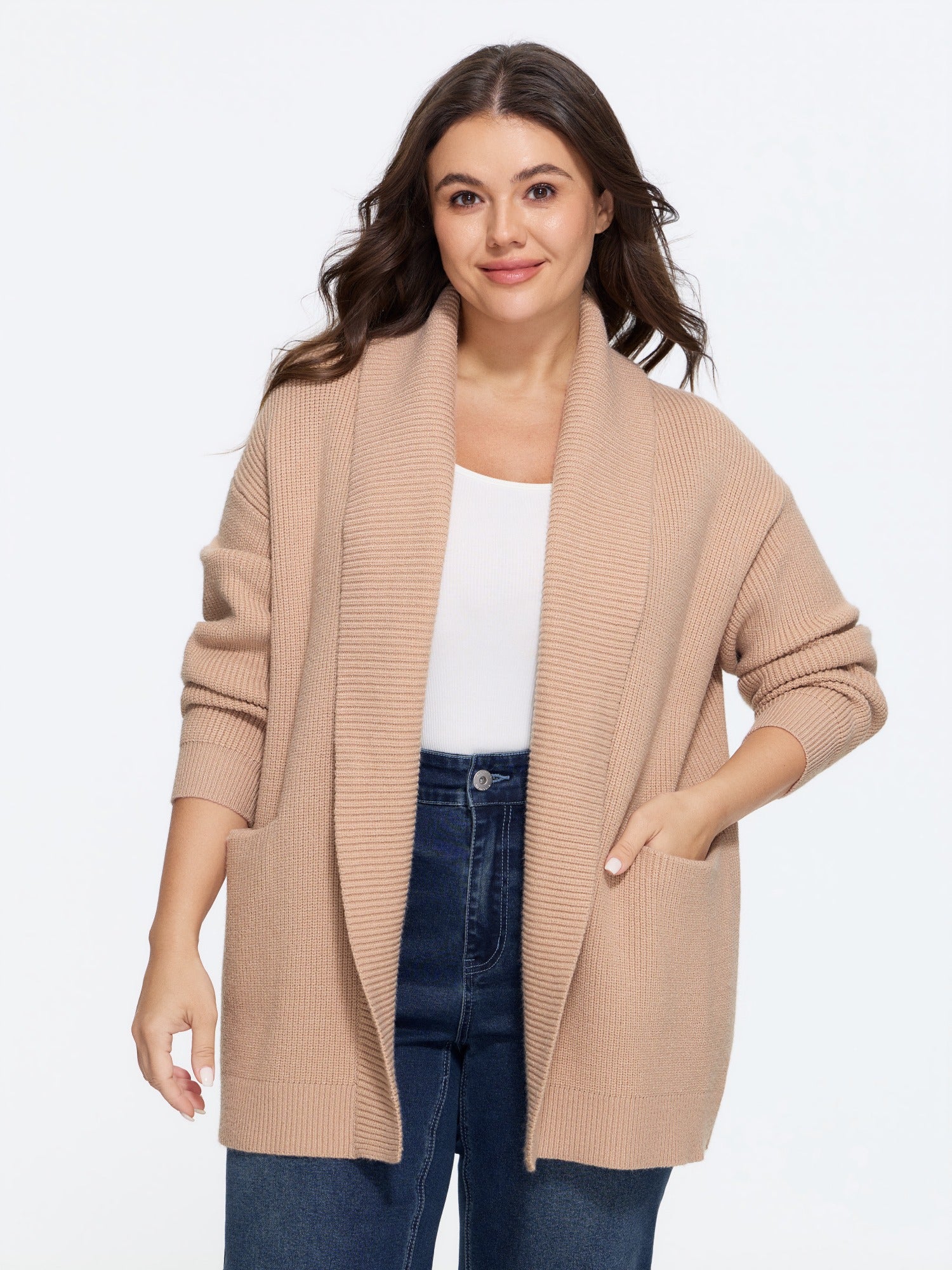 Shawl Collar Open Front Cardigan