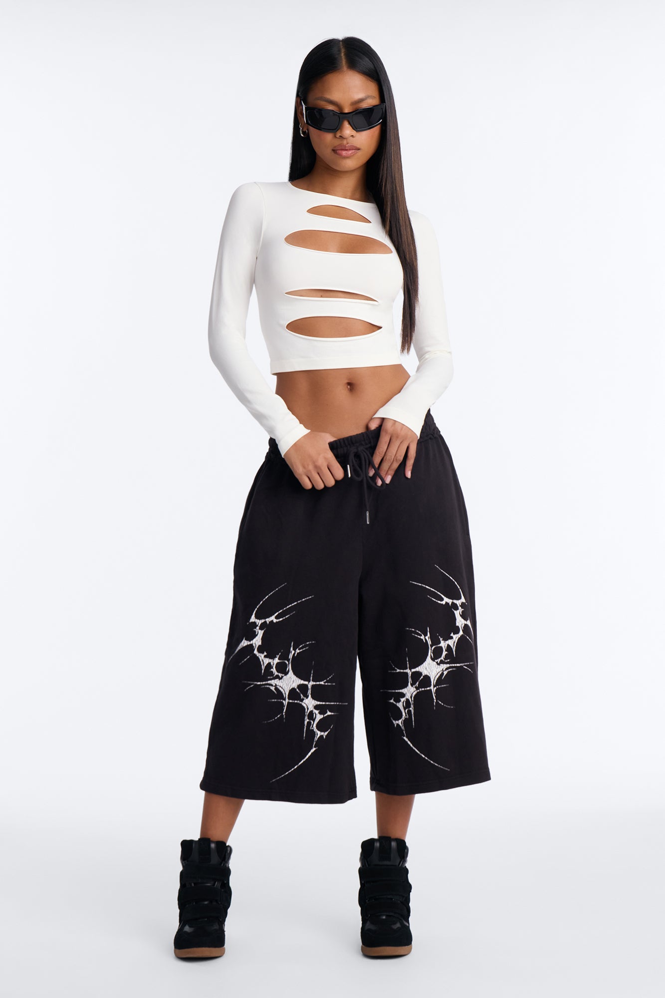 Tory Cut Out Seamless Long Sleeve Top - White