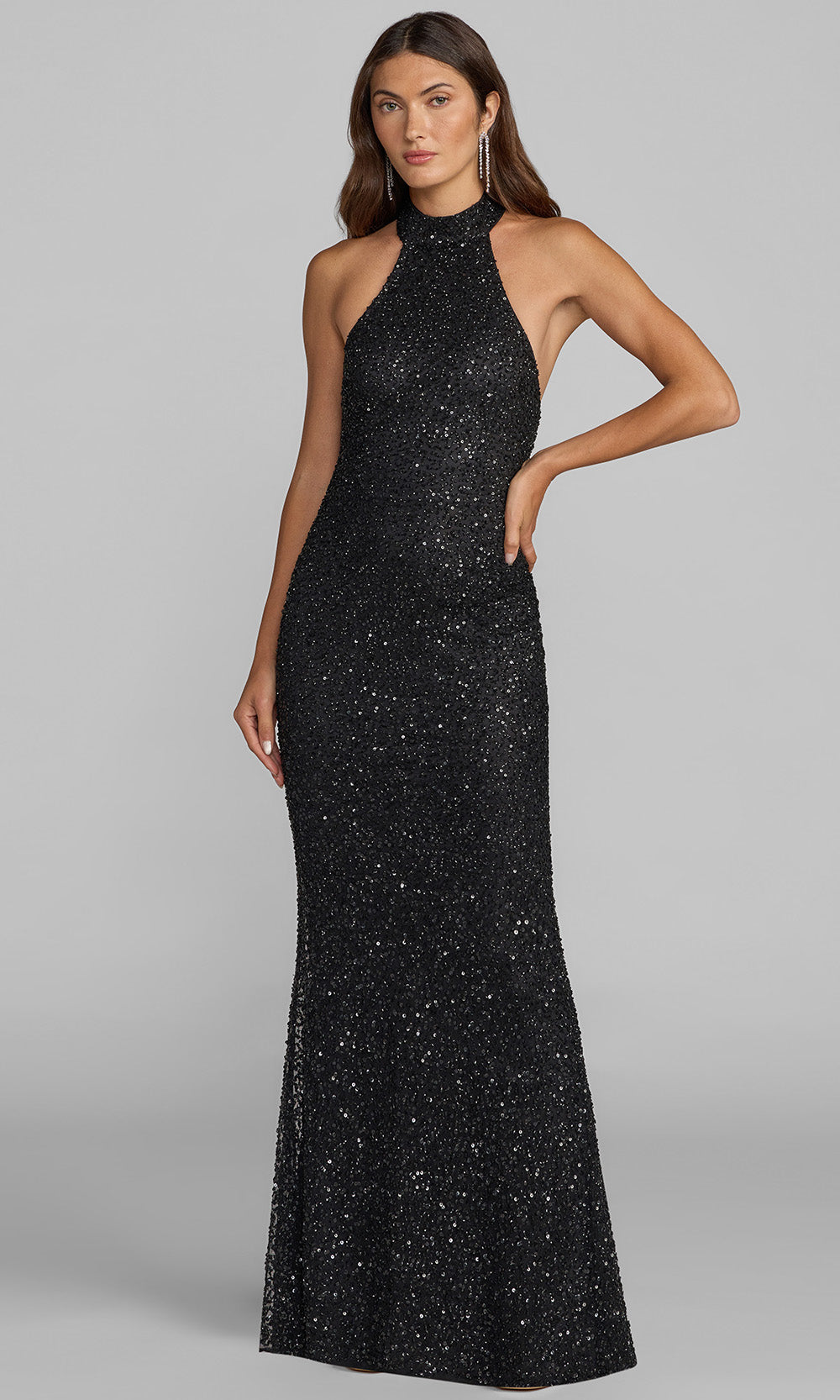 Mac Duggal 6259 - Cowl Back Beaded Sequin Prom Gown