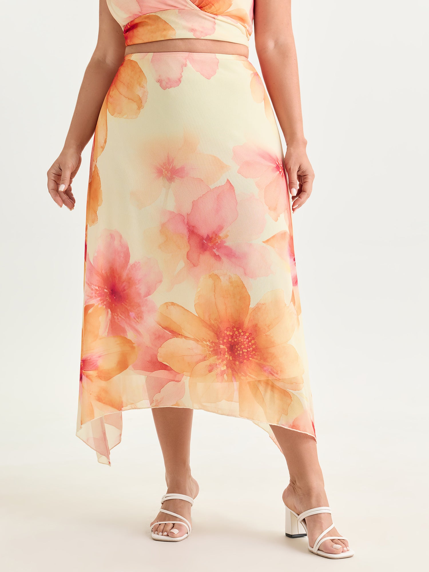 Stretchy Large Floral Print Lace Maxi Skirt