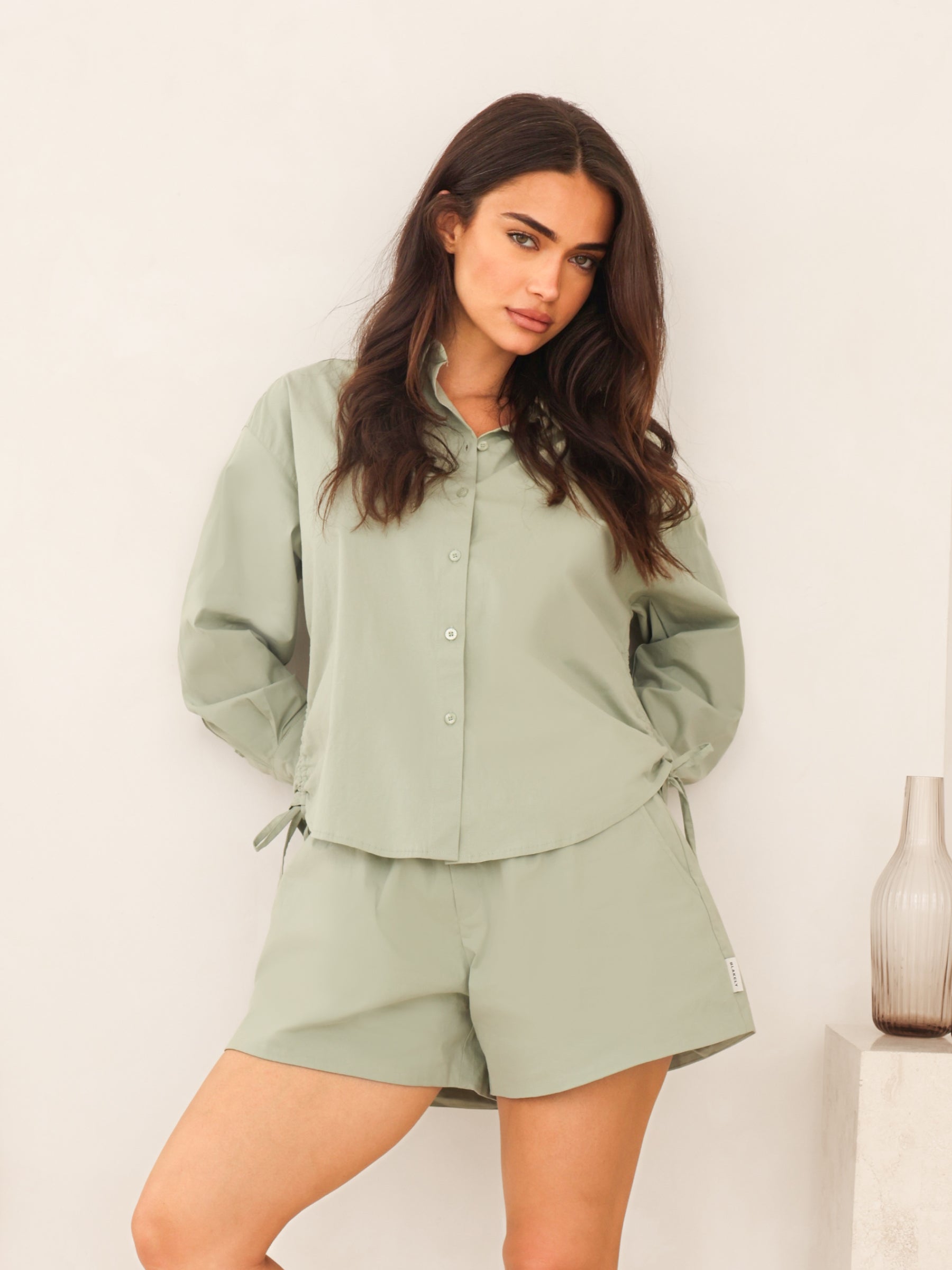 Kaia Oversized Poplin Shirt - Pistachio