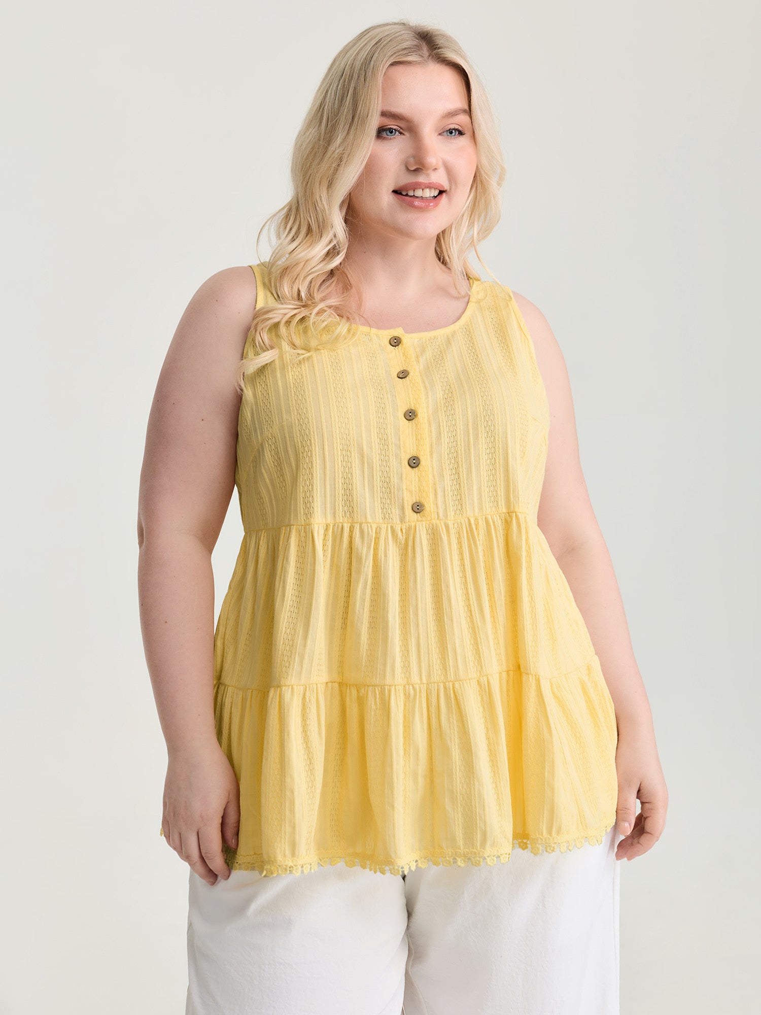 Pure Cotton Textured Tiered Tank Top