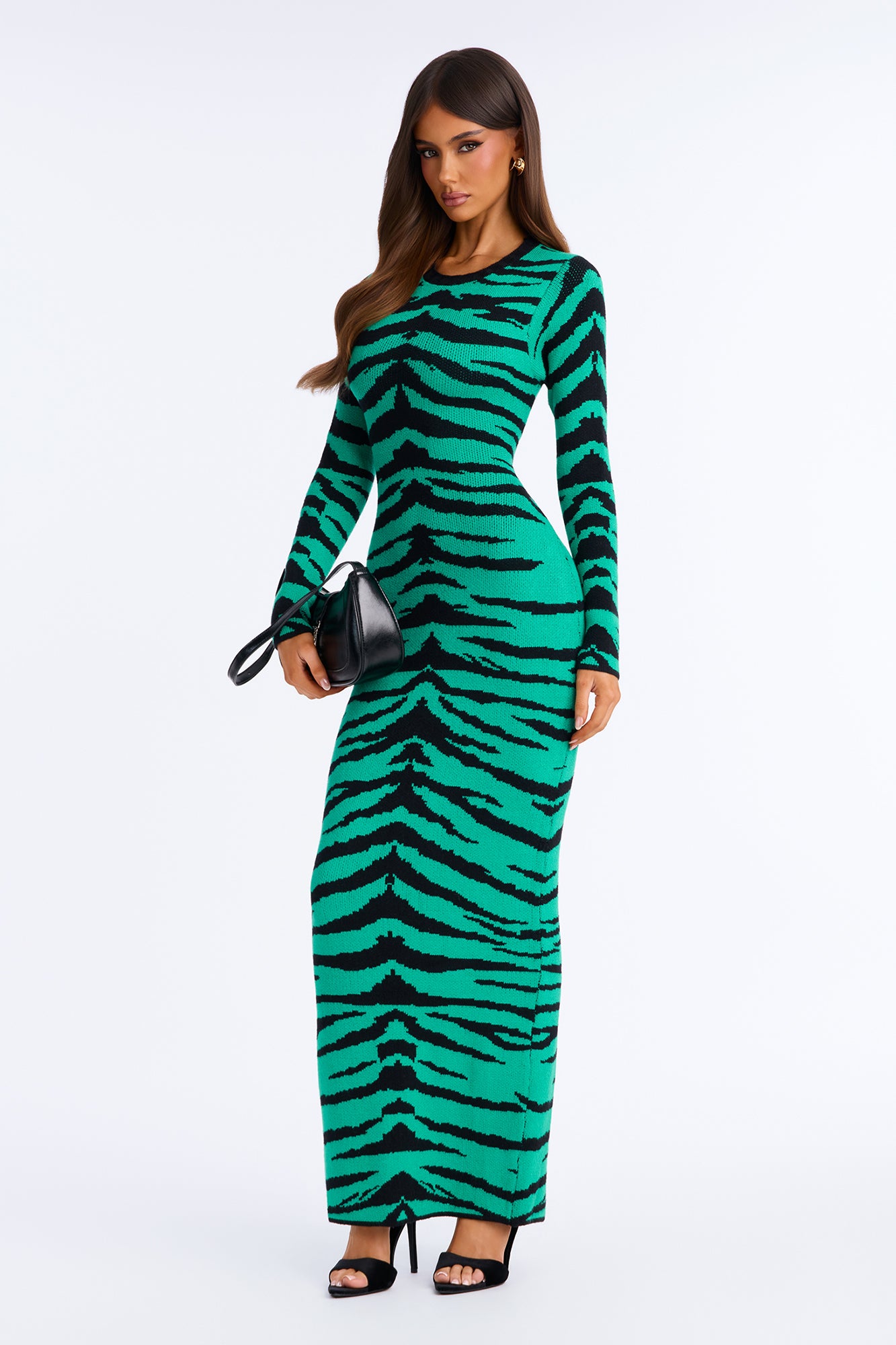 Making An Entrance Sweater Maxi Dress - Green/combo