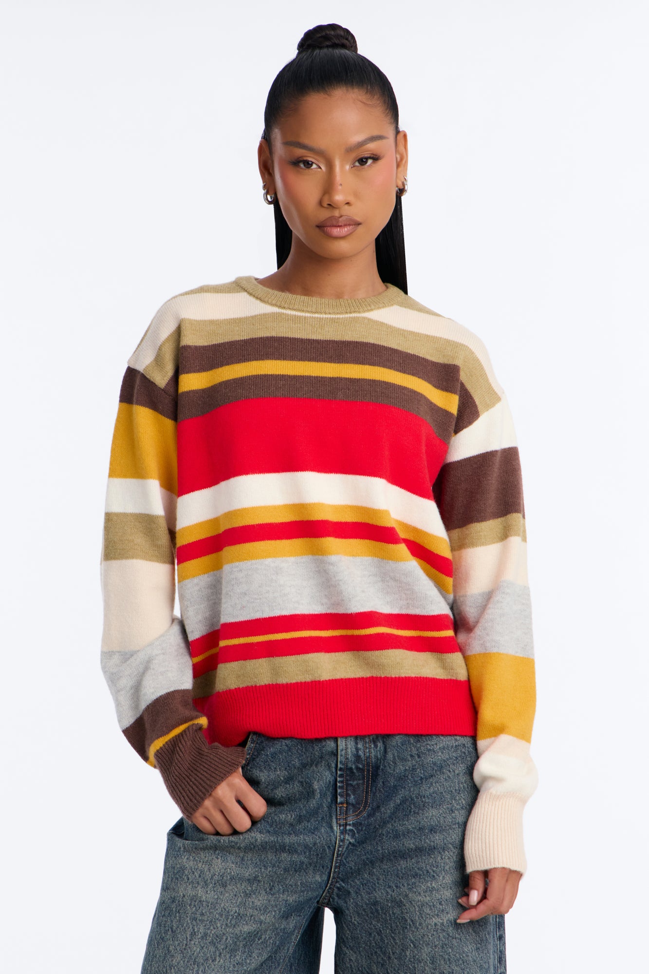 Stripe You're Out Sweater - Multi Color