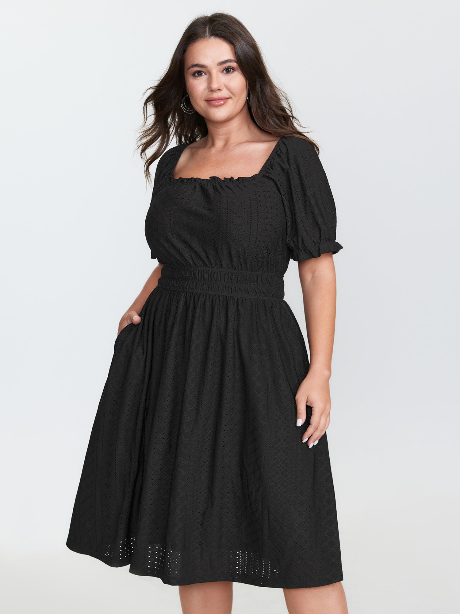 Textured Pocket Lined Mini Dress