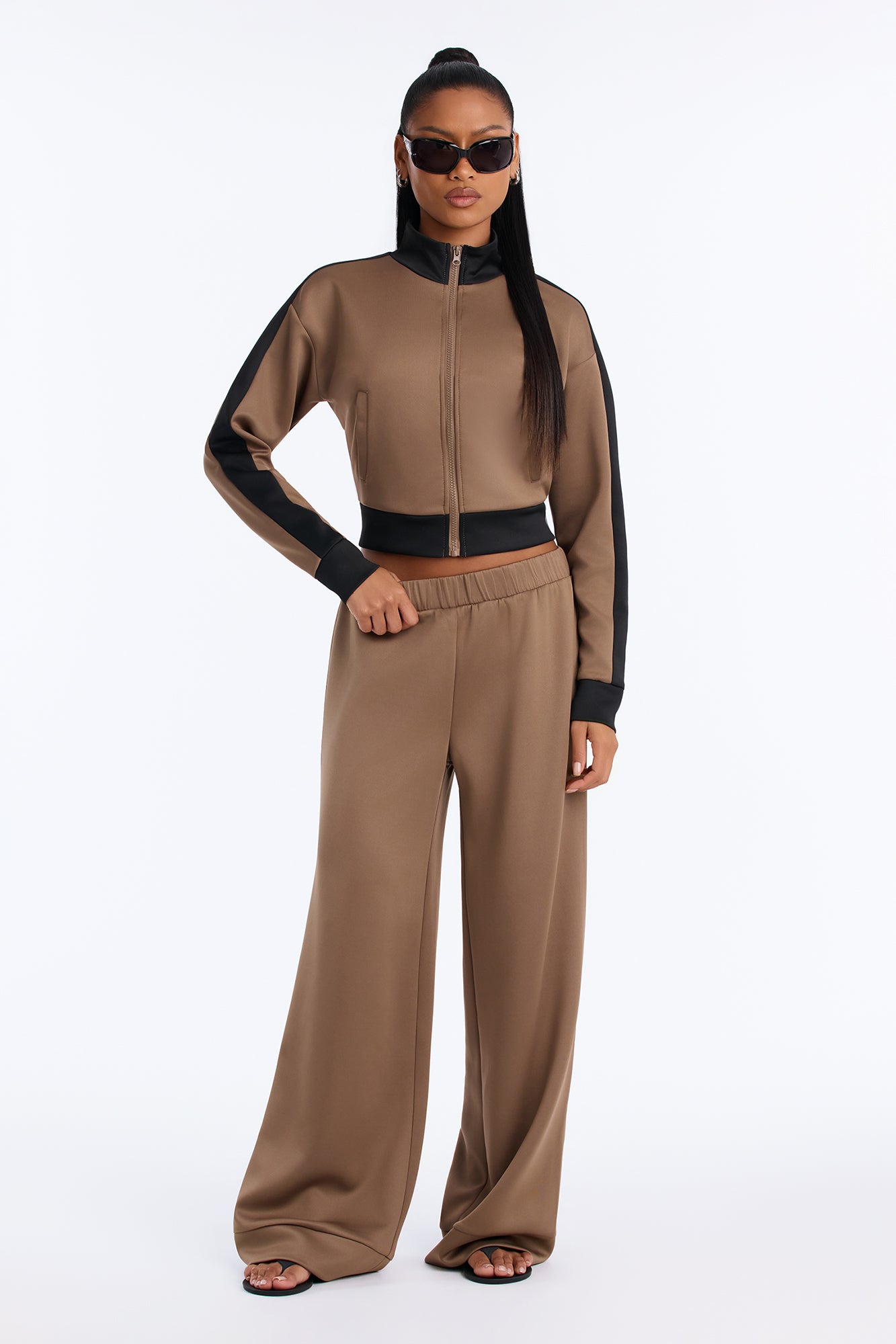 Dream State Scuba Pant Set - Taupe/combo