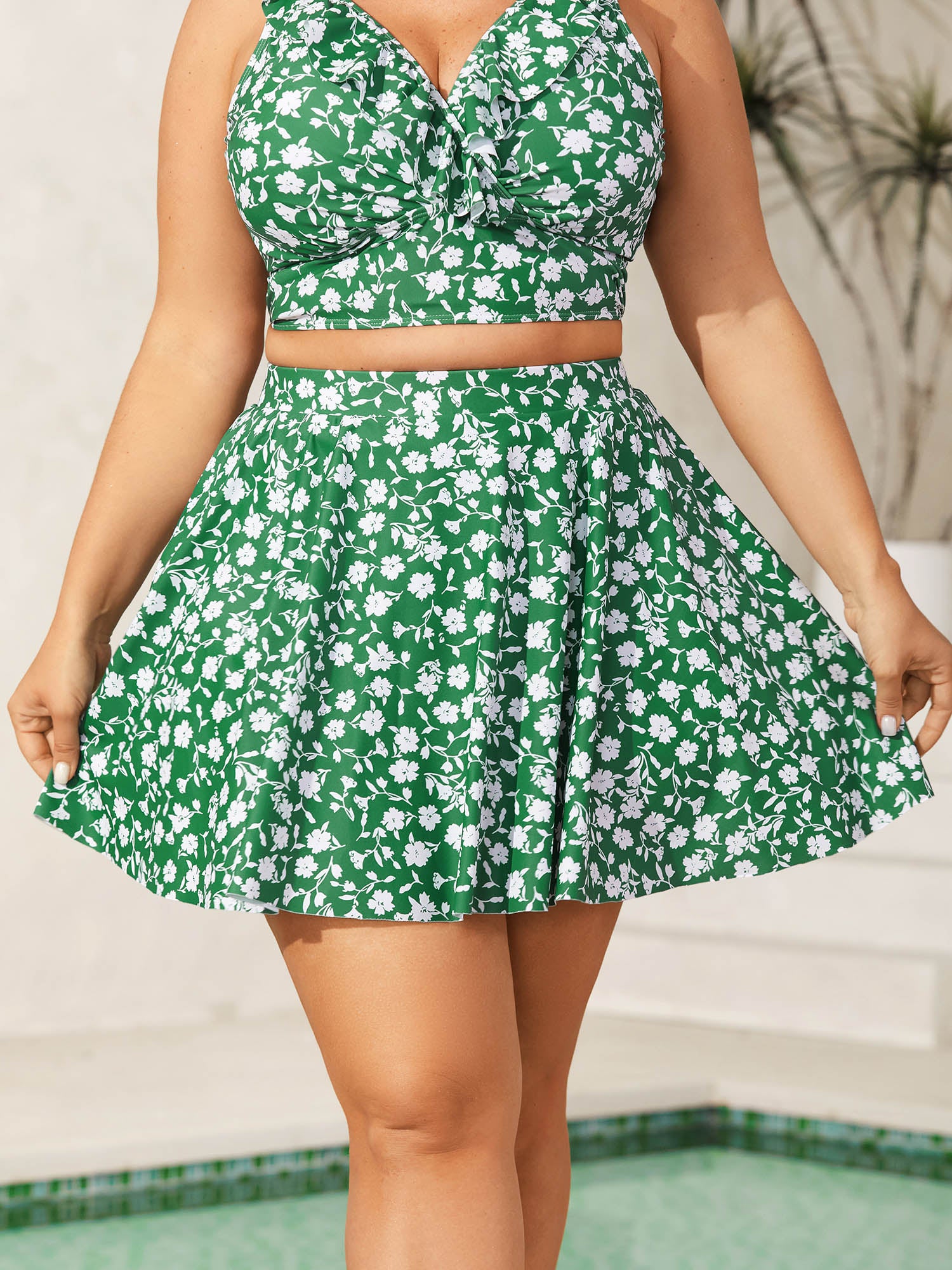 Ditsy Floral Print Flowy Swim Skirt