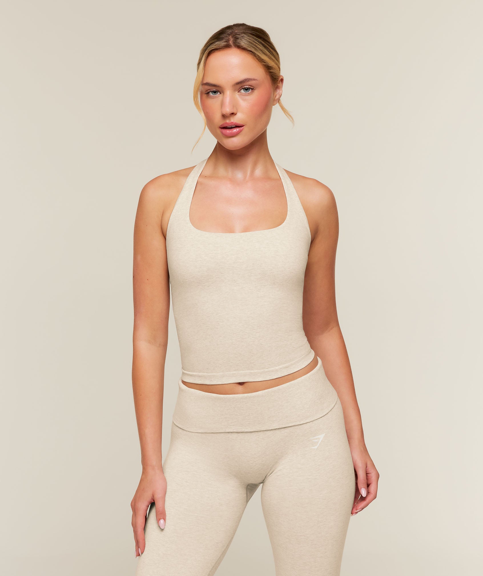 Gymshark CottonMove™ Halterneck Top - Oat Marl