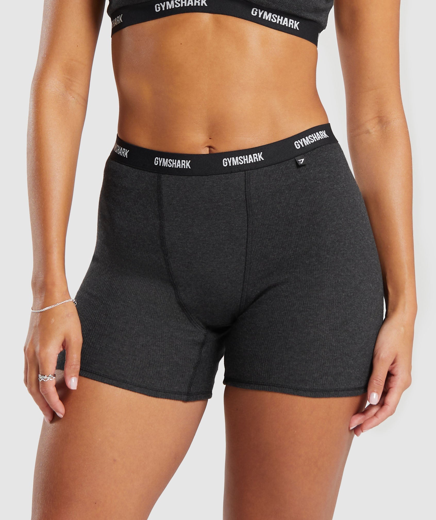 Gymshark Rib Shorts - Bros Midnight Black Marl