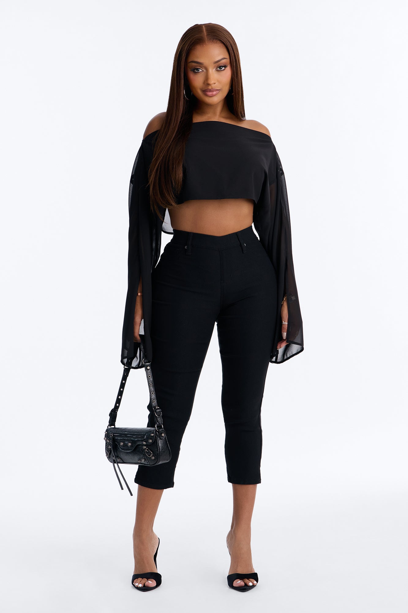 Paloma High Rise Super Stretch Skinny Capri Jeans - Black
