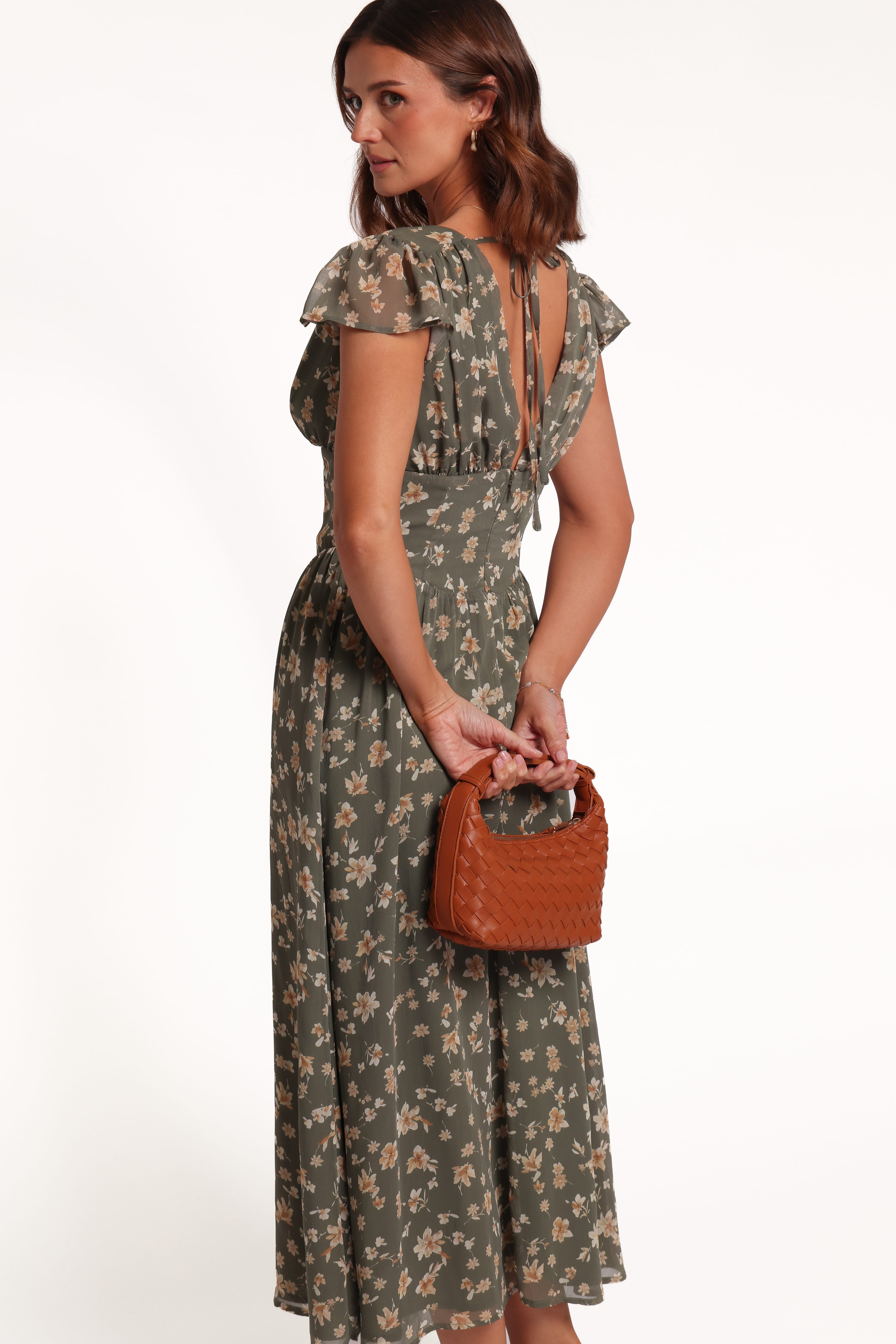 Davie Midi Dress - Olive Floral