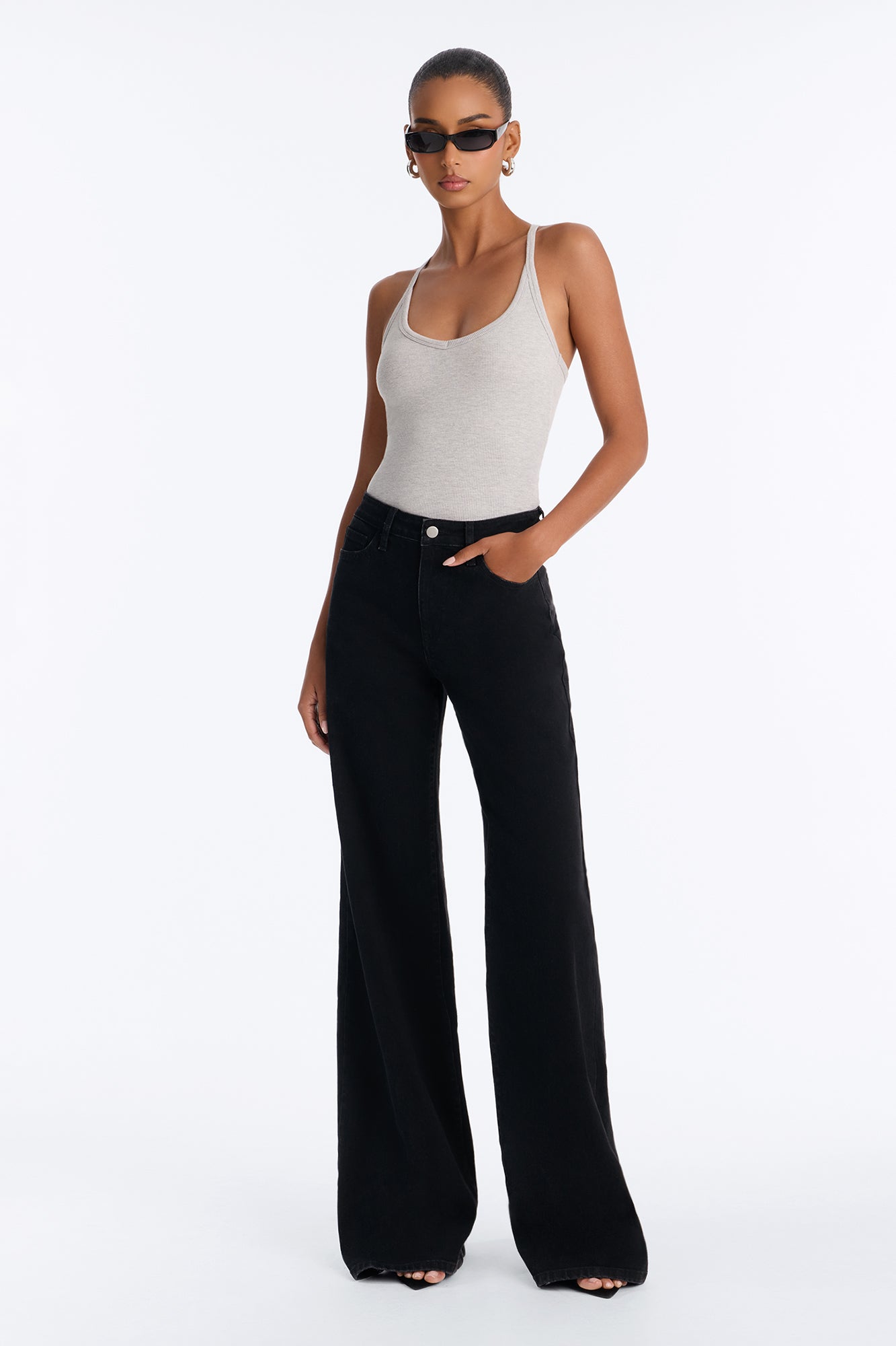 Tall Chasing Thrills Stretch Wide Leg Jeans - Black Wash