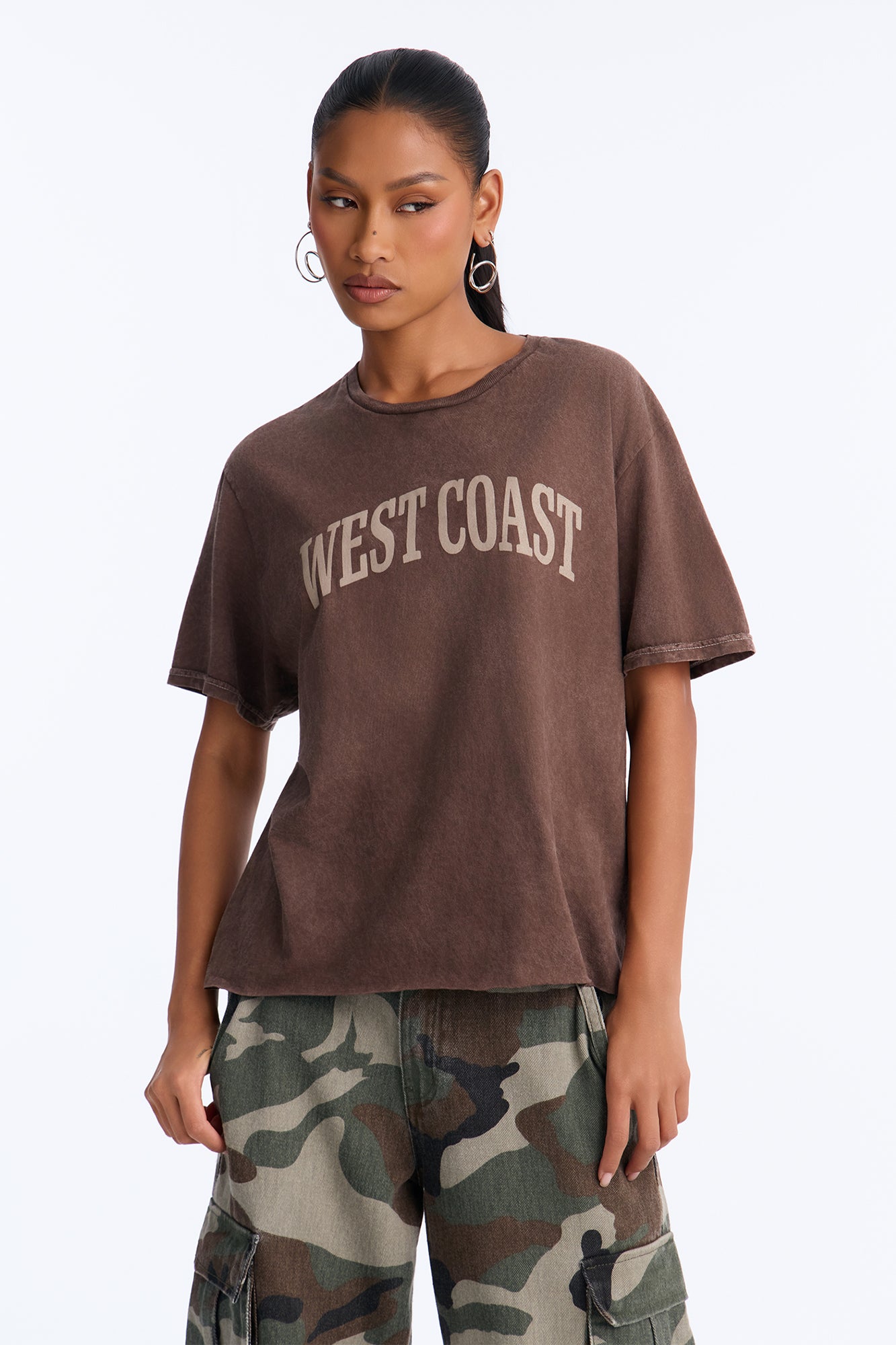 West Coast Vintage Washed Tee - Brown