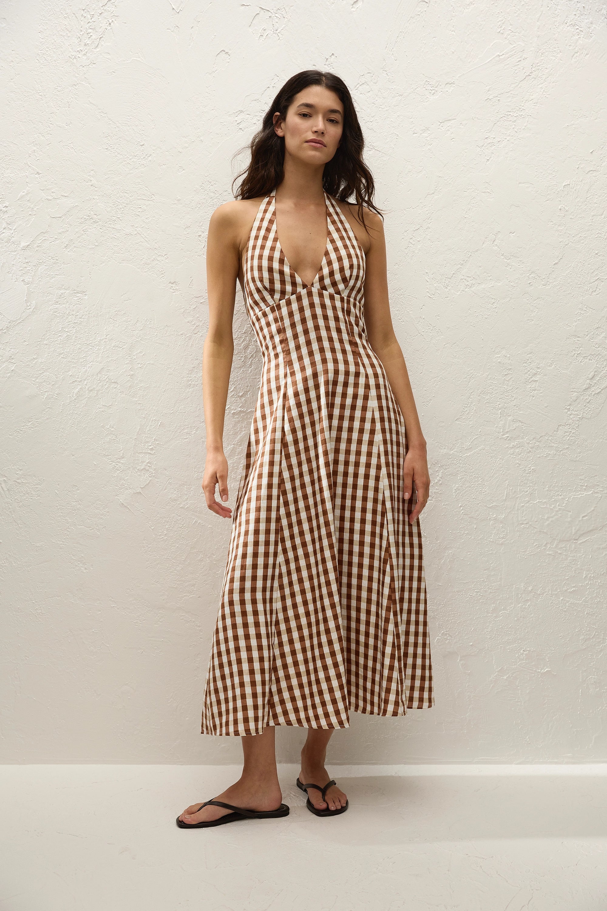 Marais Midi Dress Gingham Cedar - Final Sale