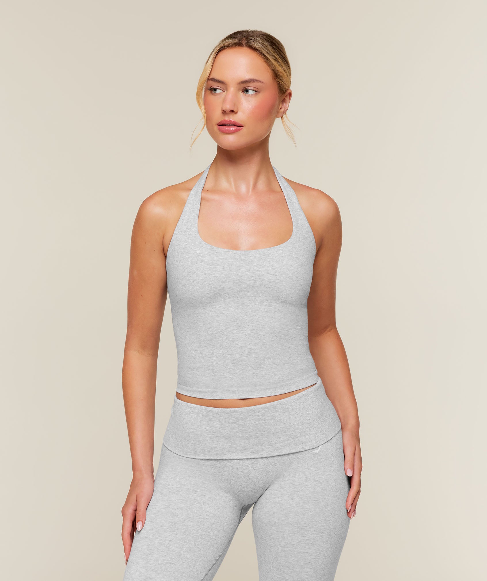 Gymshark CottonMove™ Halterneck Top - Soft Grey Marl