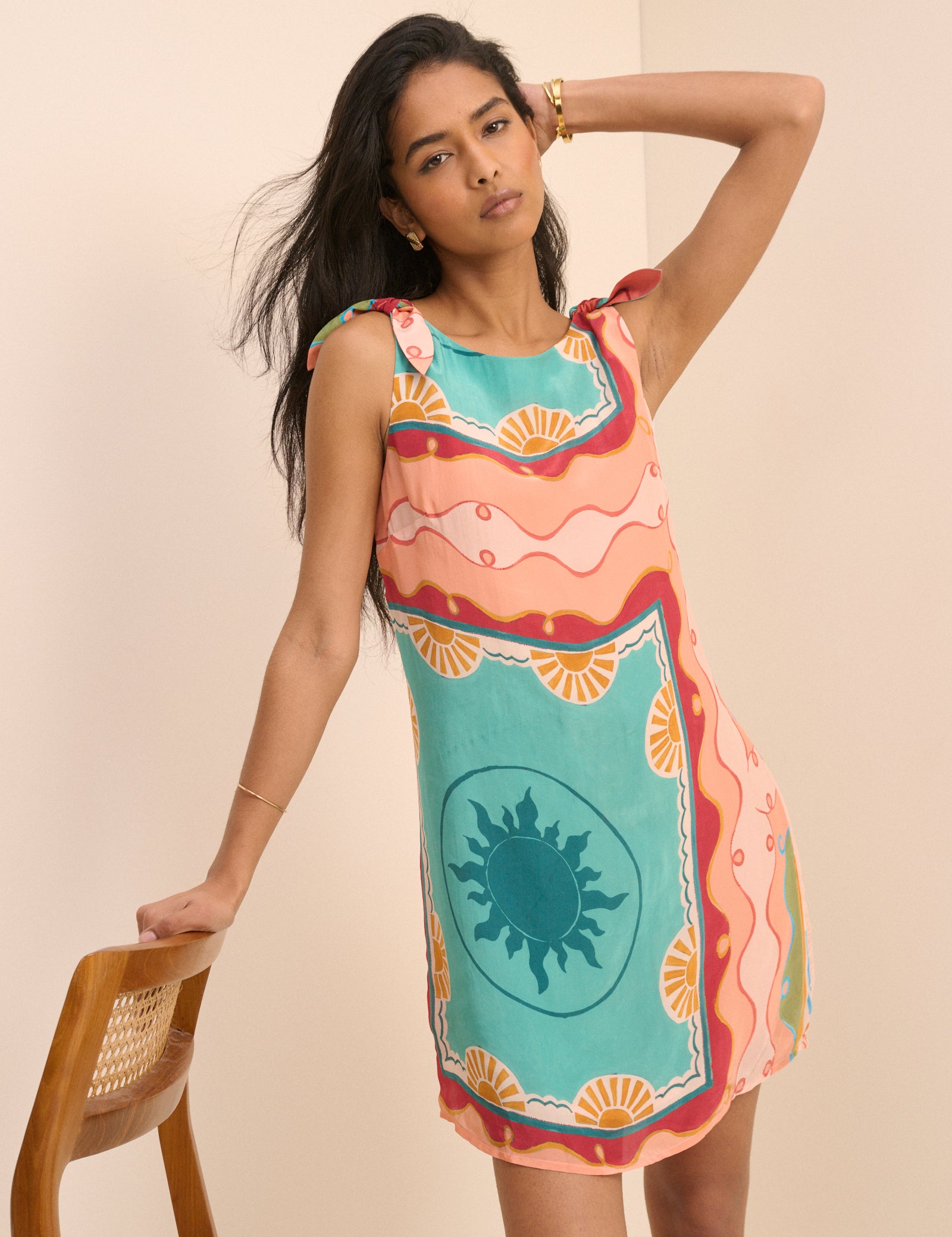 Coral Print Shift Lilly Mini Dress