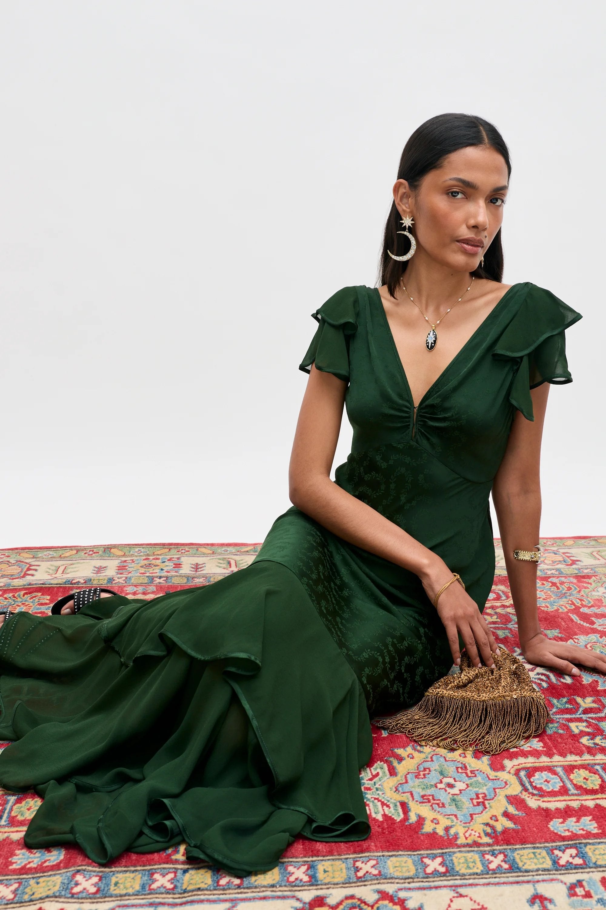 Marlow -  Floral Trail Jacquard Dark Green