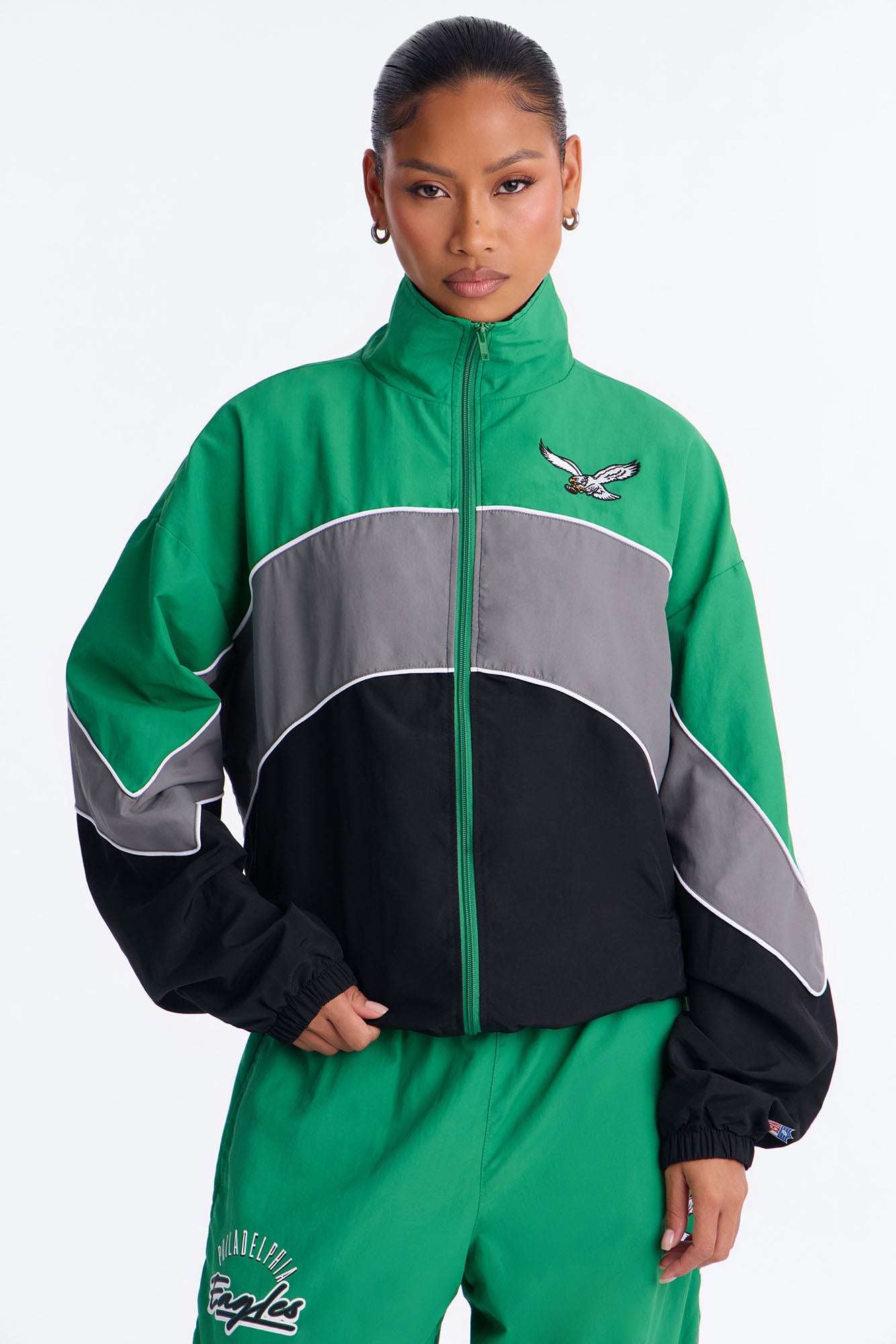 NFL Eagles Windbreaker Zip Up Jacket - Kelly Green
