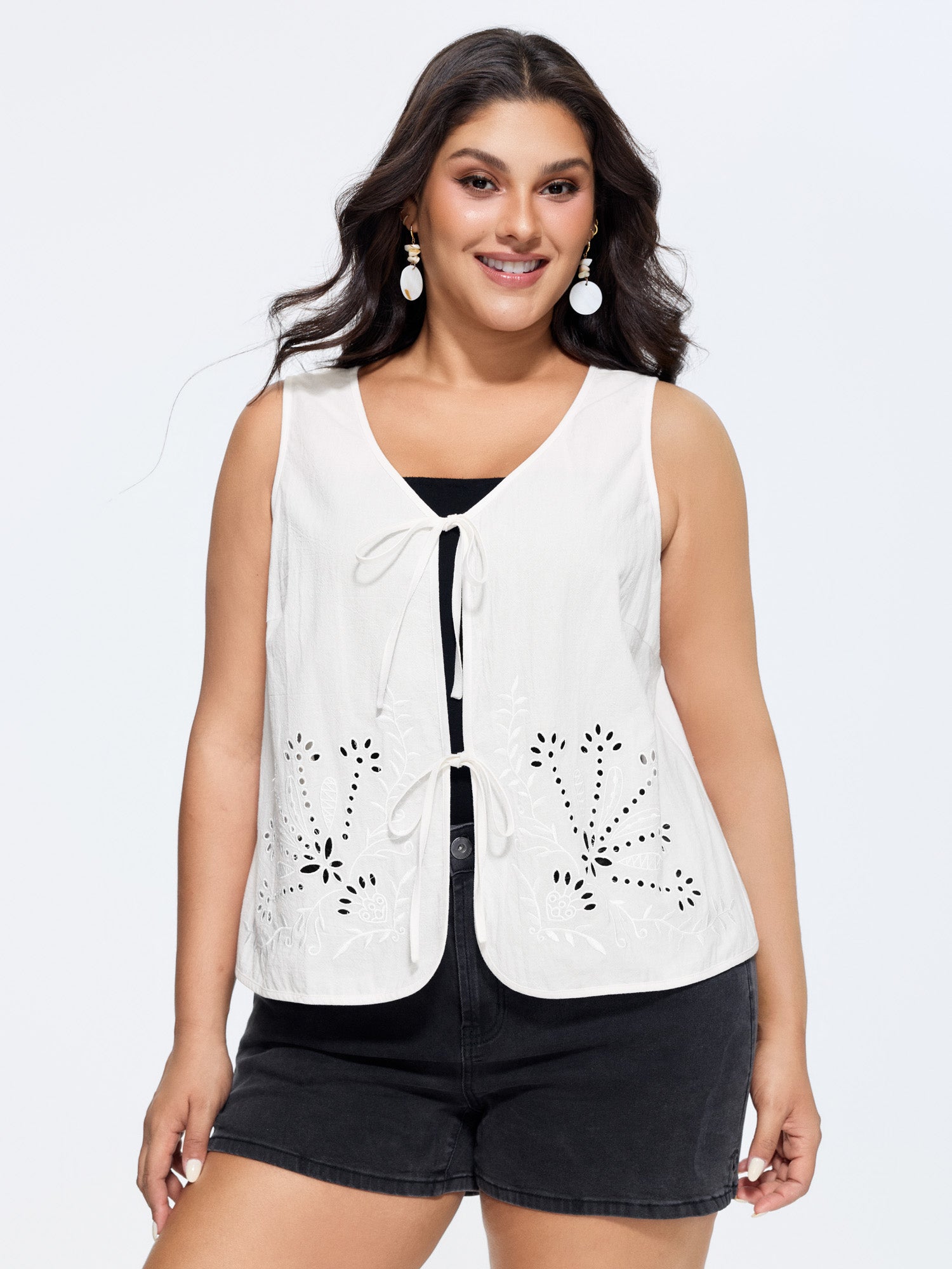 Cotton Eyelet Embroidered Breathable Tank Top