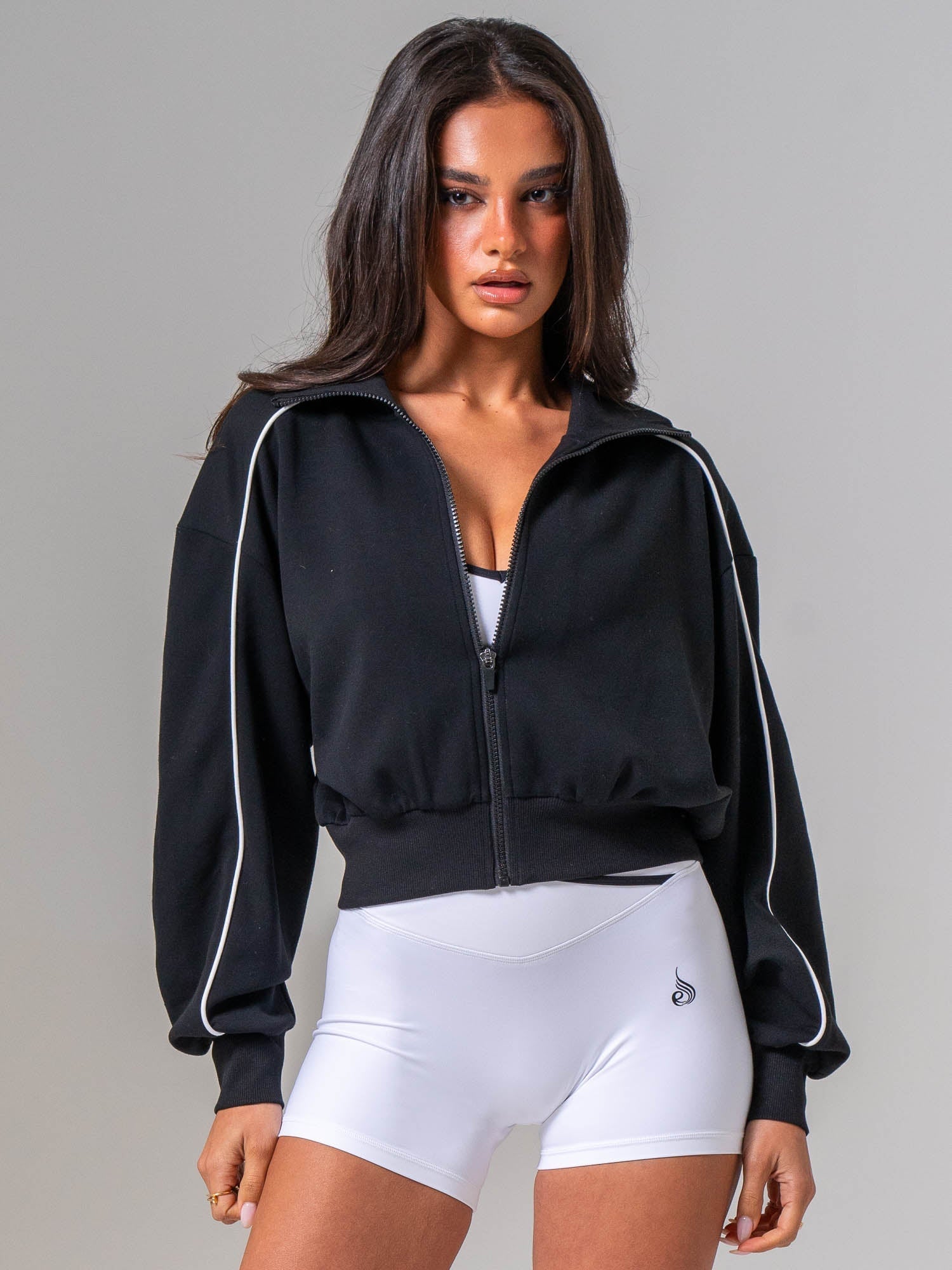 Contrast Track Jacket - Black/white