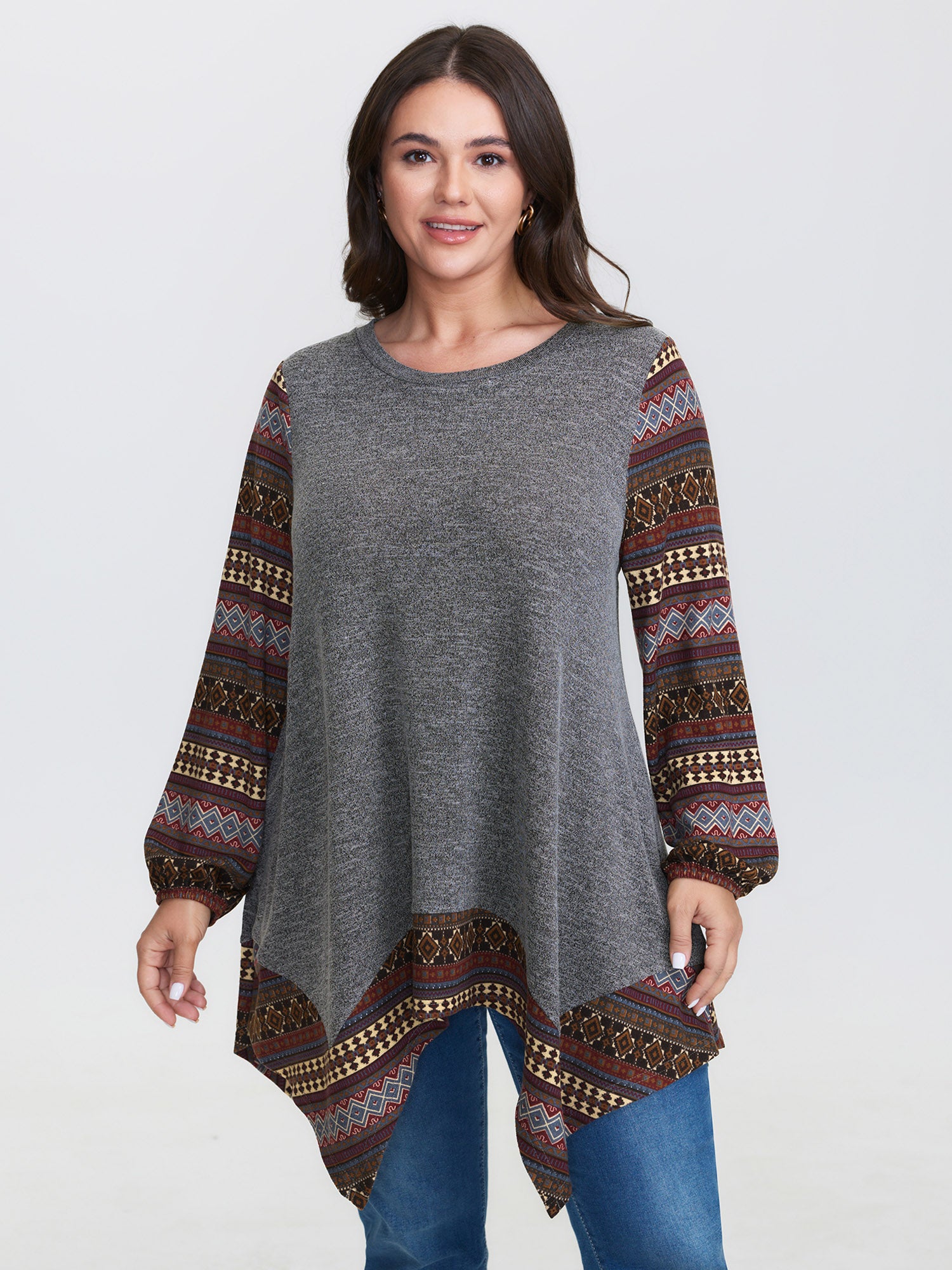 Boho Stripes Color Contrast Stretchy Top