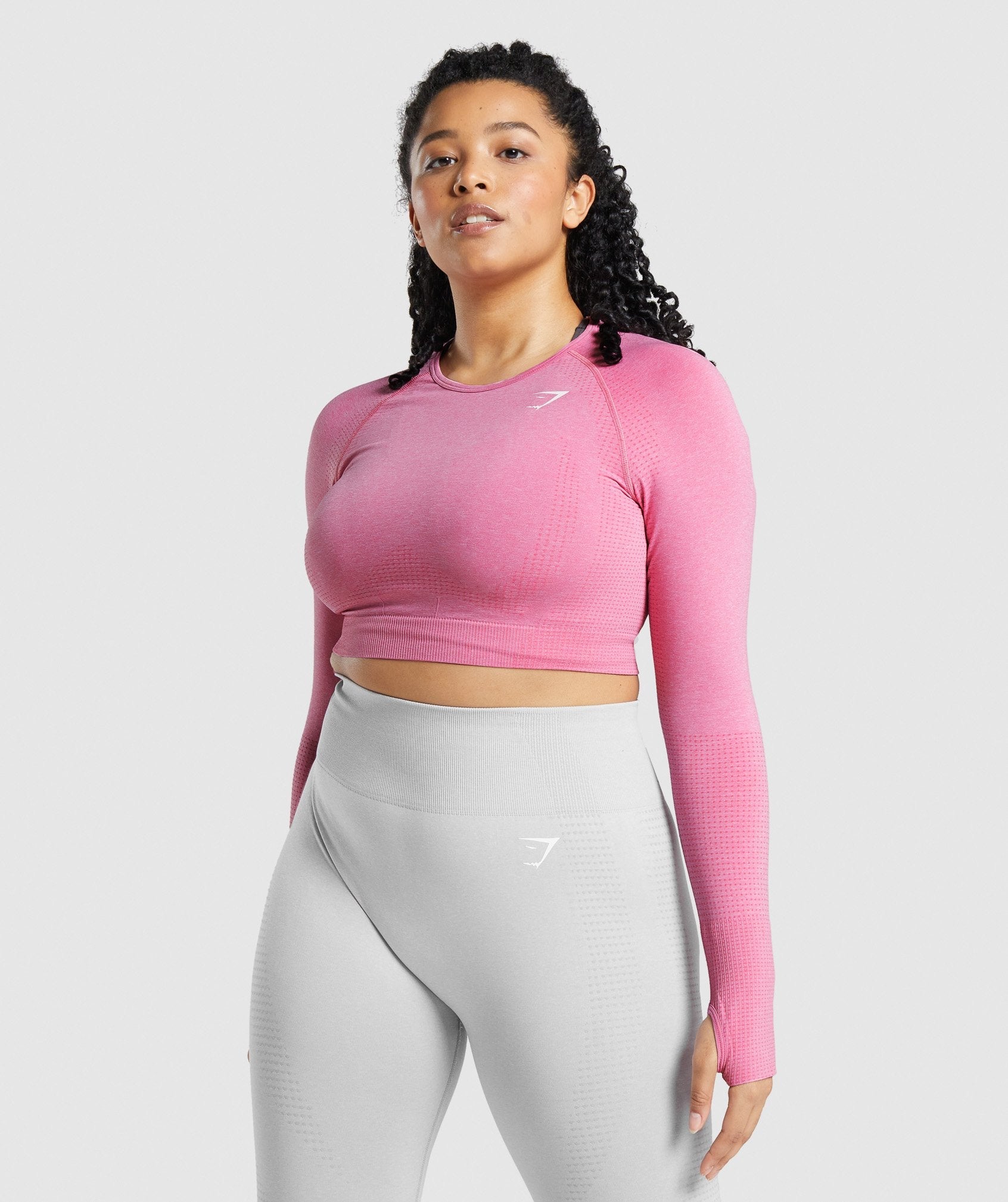 DNU - Gymshark Vital Seamless 2.0 Long Sleeve Crop Top - Pink Marl