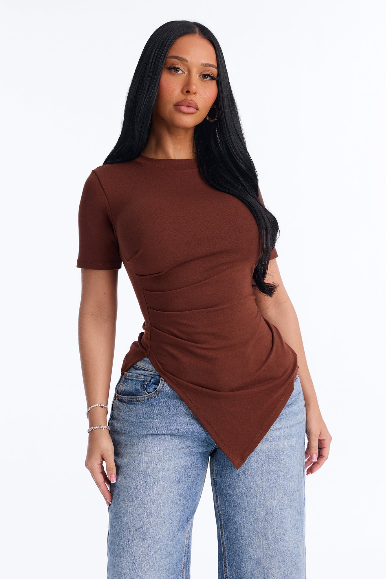 Take Control Asymmetrical Top - Chocolate