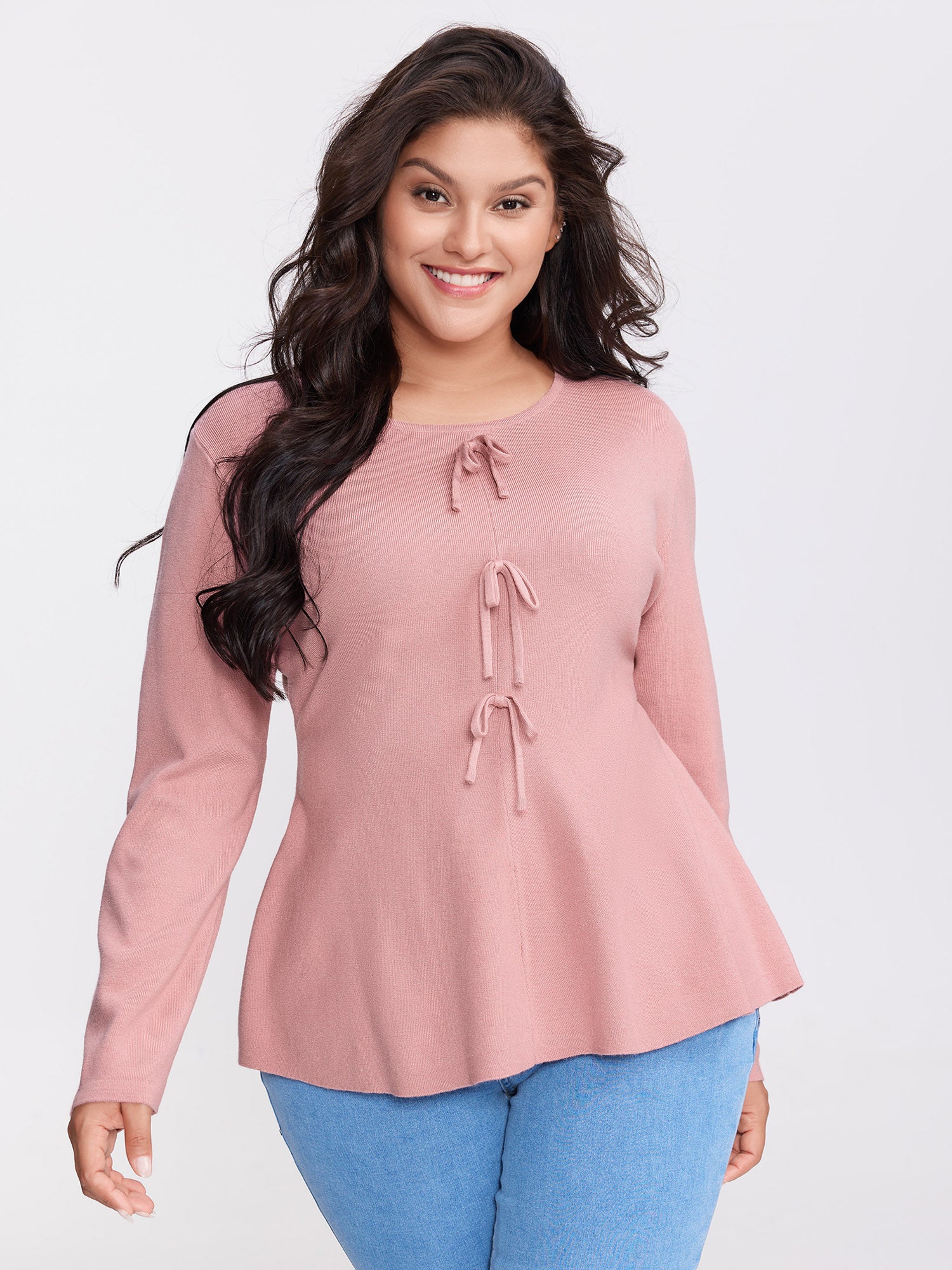 Bowknot Cinched-Waist A-Line Pullover